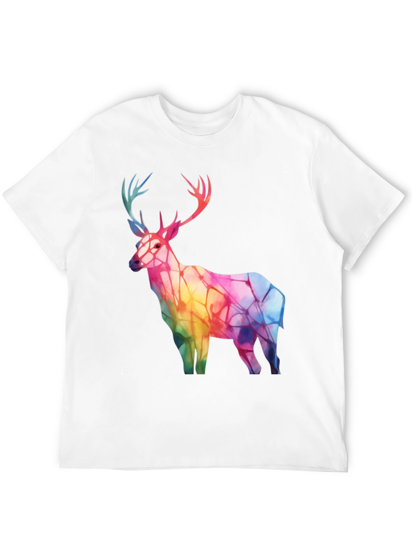 Rainbow Deer Graphic Tee - Stylish Mens Black T-Shirt