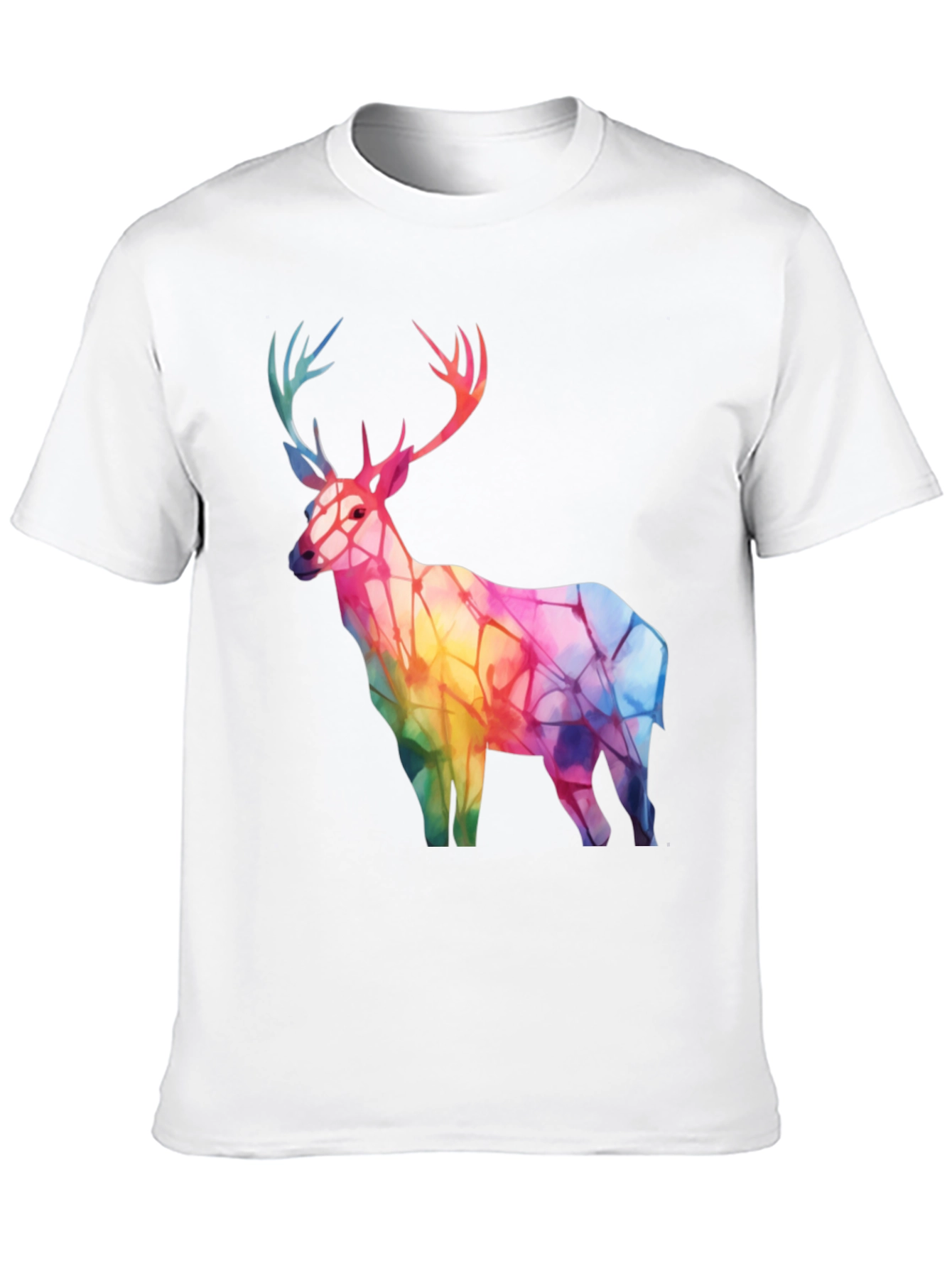 Rainbow Deer Graphic Tee - Stylish Mens Black T-Shirt