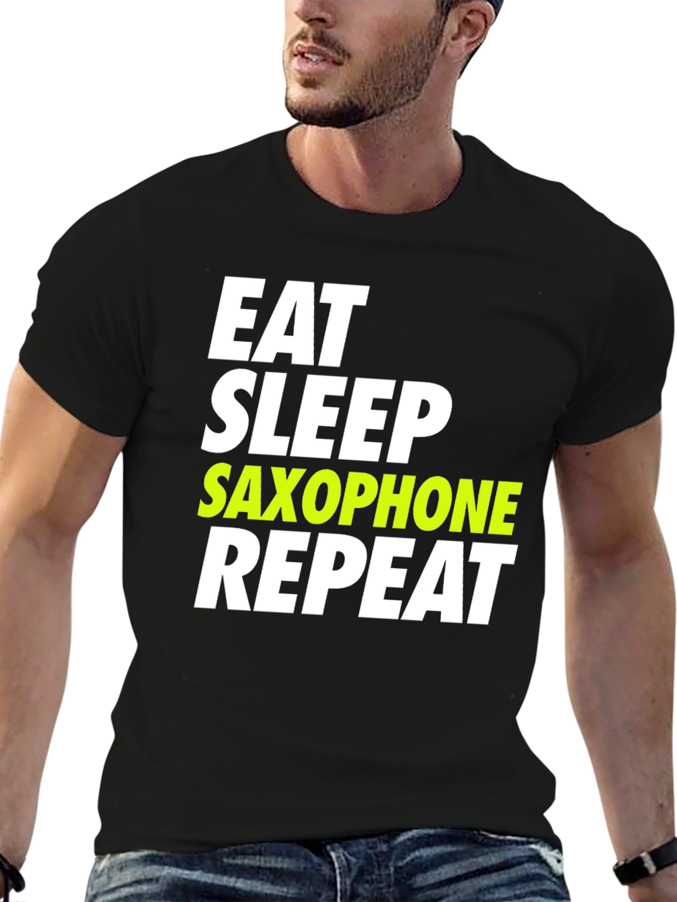 Eat Sleep Saxophone Repeat T-Shirt - Musician Humor