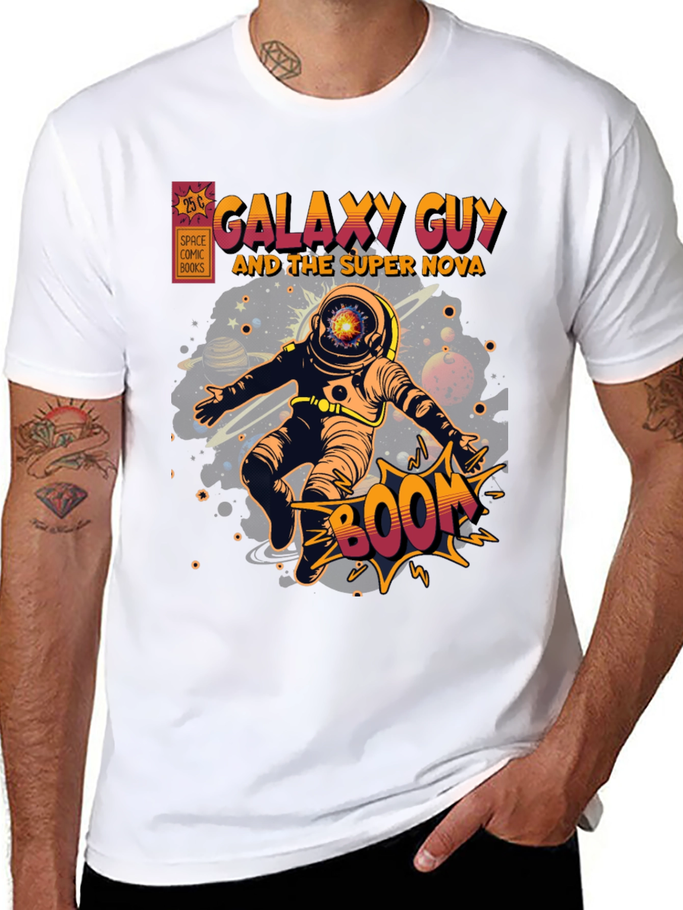 Galaxy Guy Comic Book Style Graphic T-Shirt