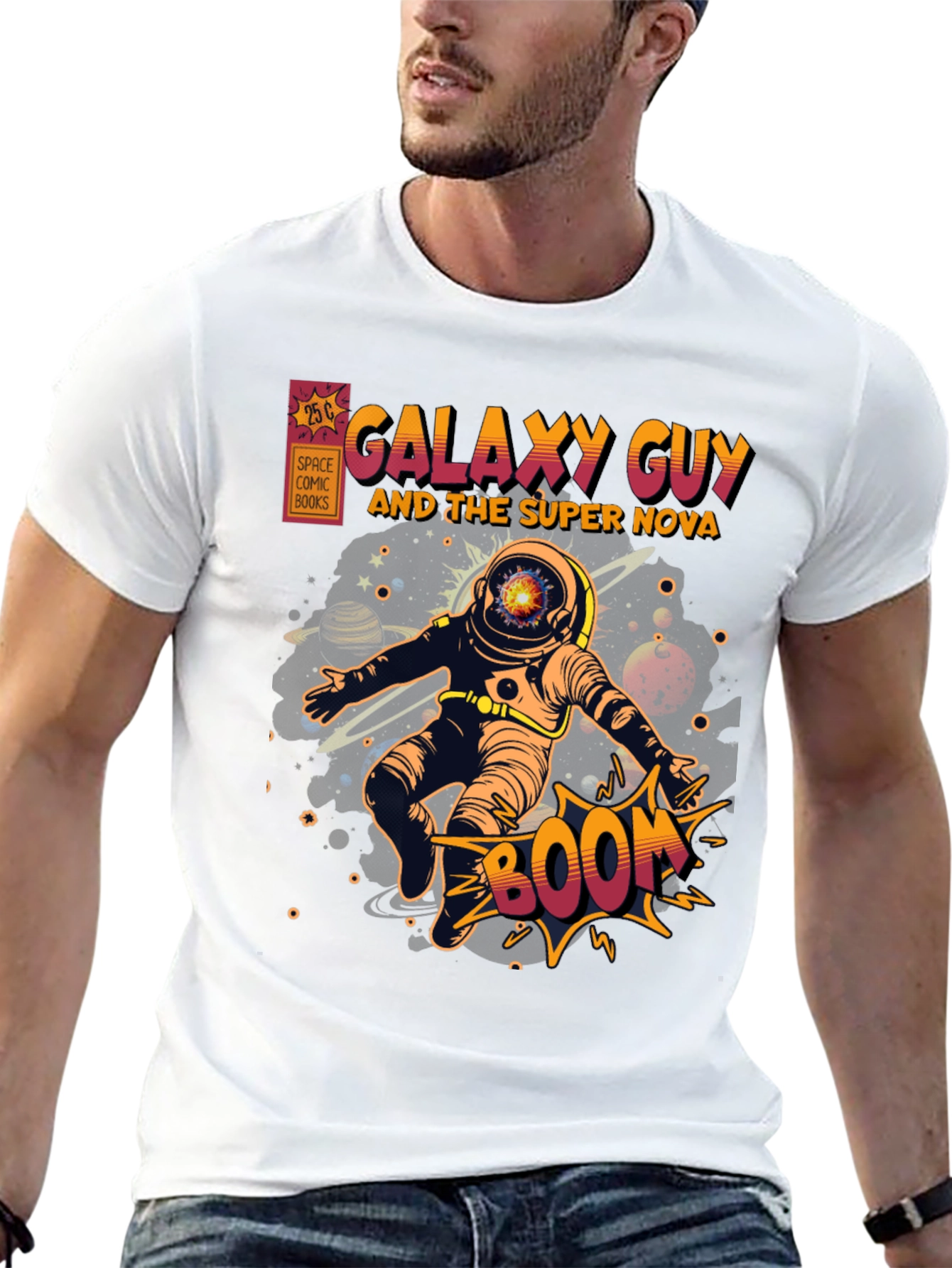 Galaxy Guy Comic Book Style Graphic T-Shirt