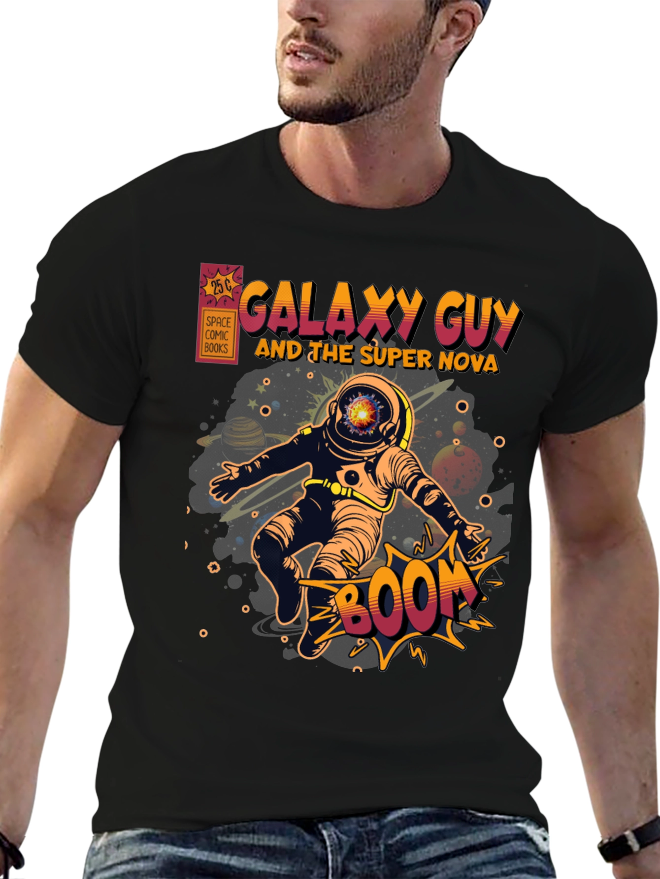 Galaxy Guy Comic Book Style Graphic T-Shirt
