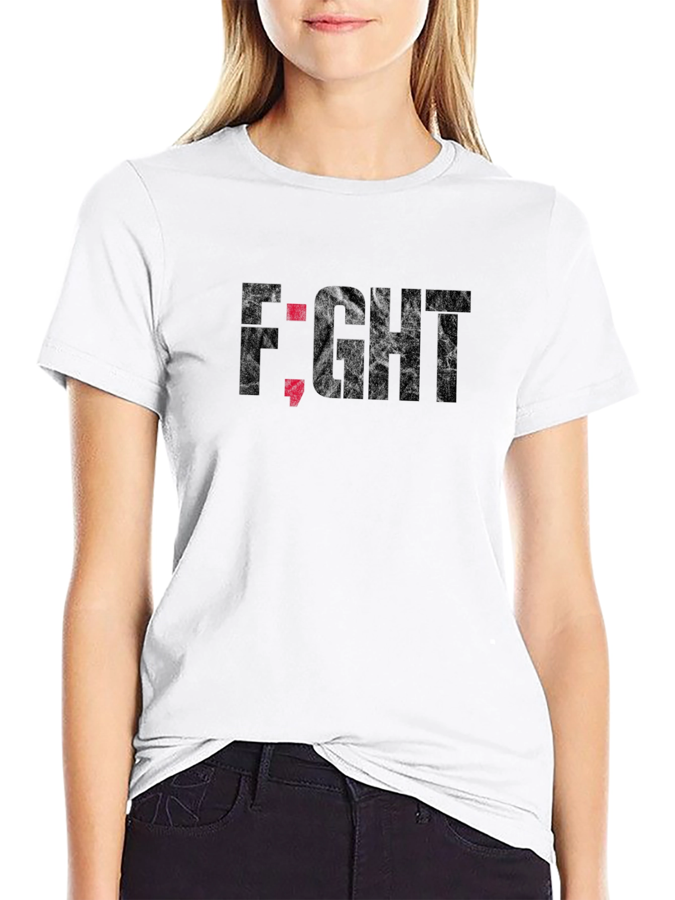 Fight Semicolon Graphic Tee - Mental Health Awareness Shirt