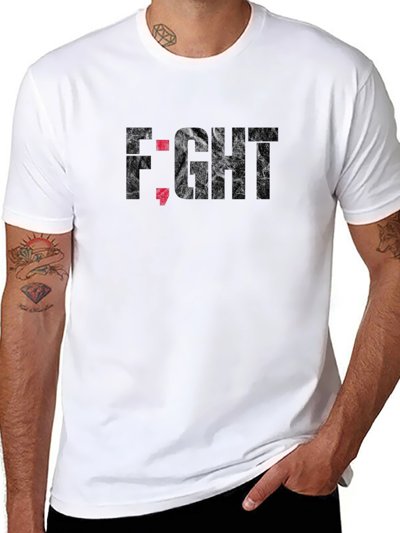 Fight Semicolon Graphic Tee - Mental Health Awareness Shirt