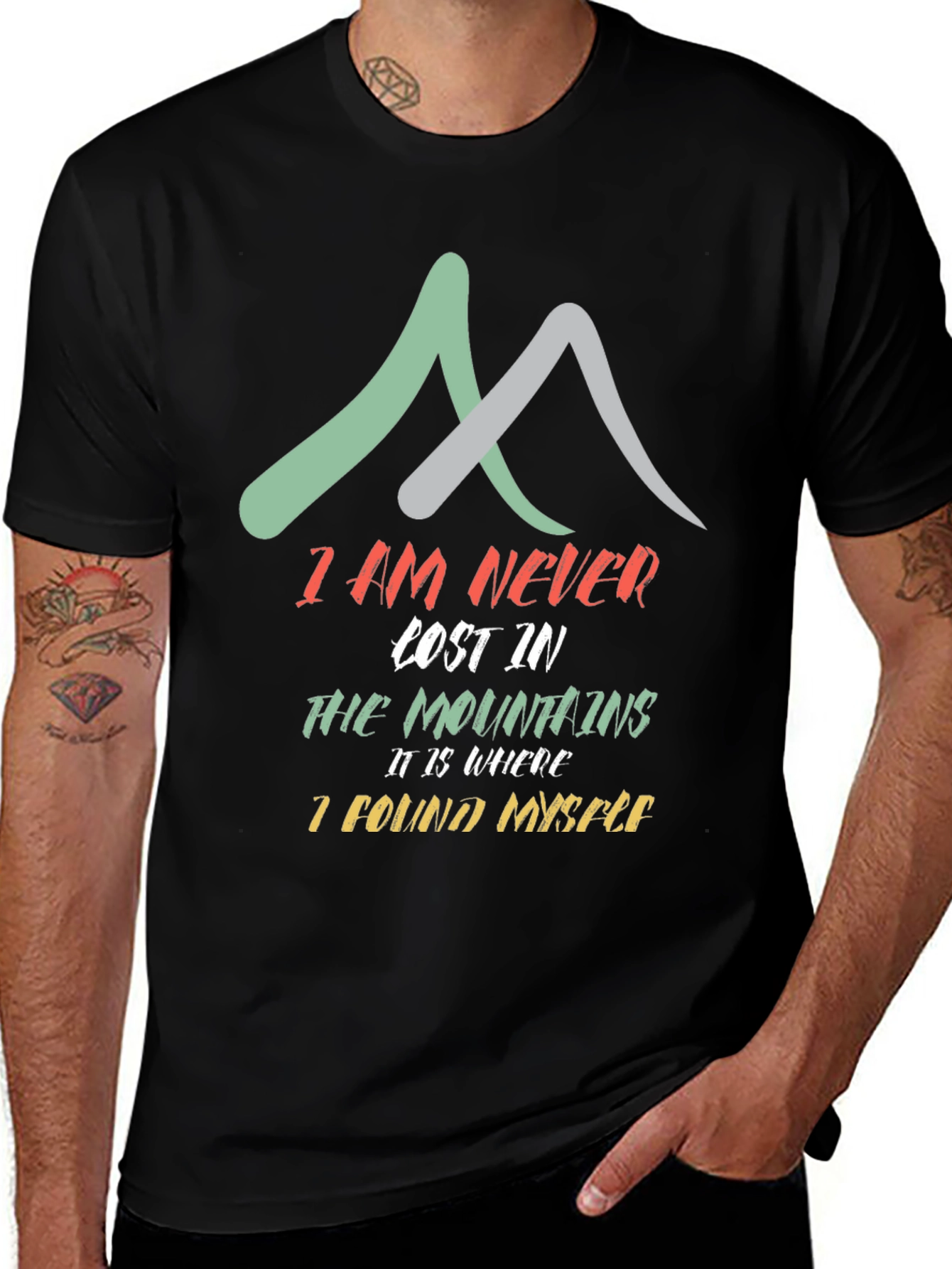 Mountains Found Myself Black T-Shirt
