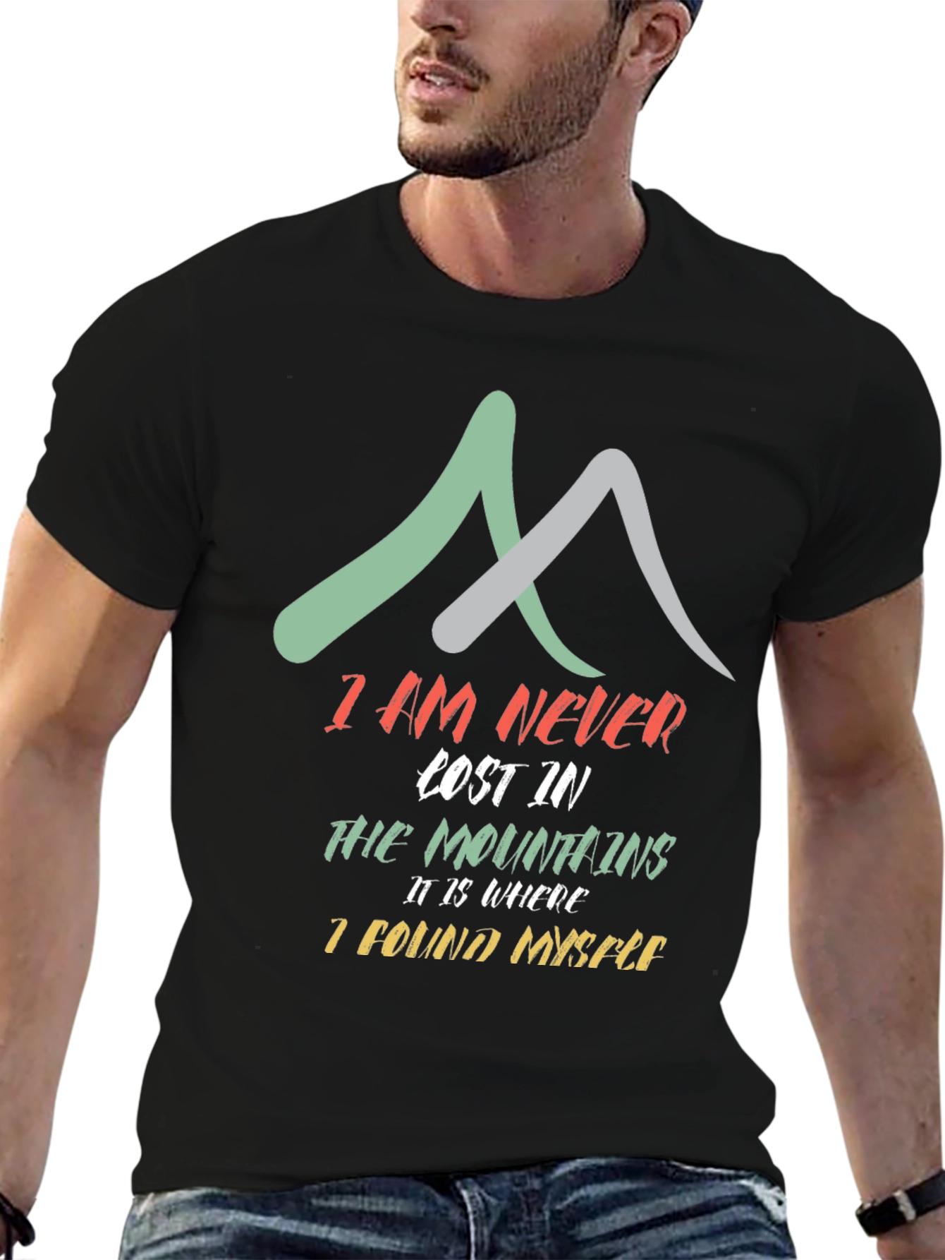 Mountains Found Myself Black T-Shirt