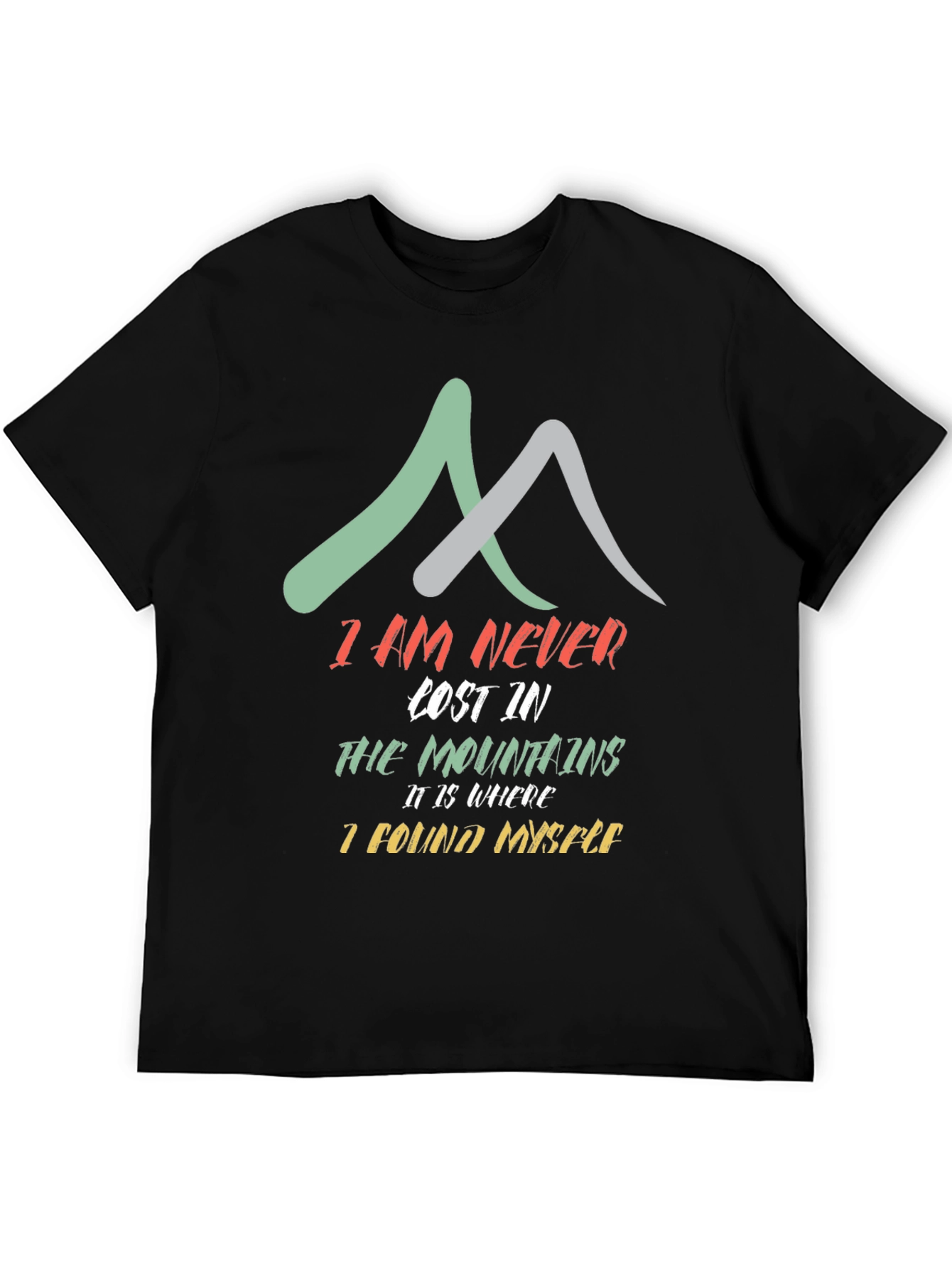 Mountains Found Myself Black T-Shirt