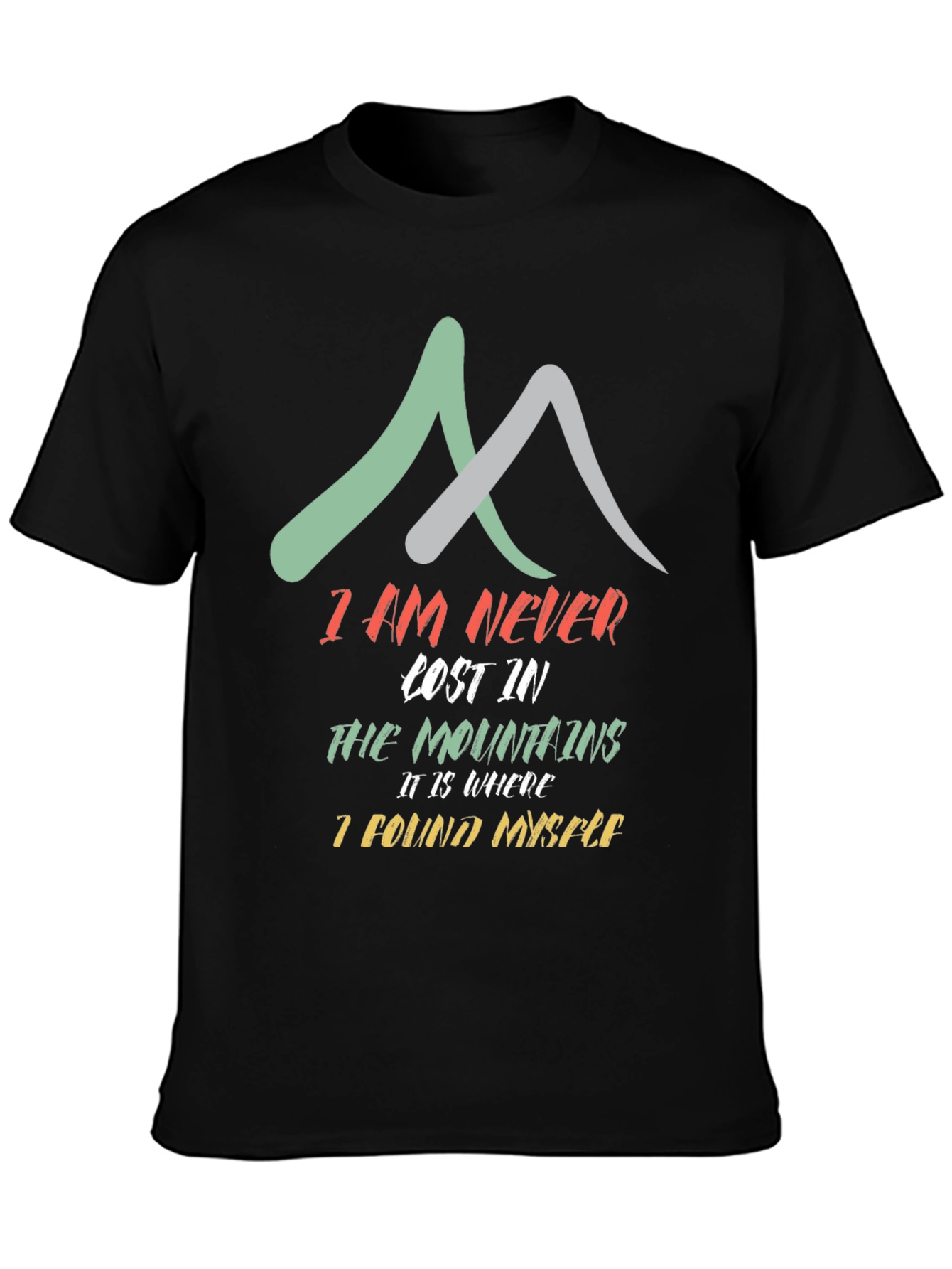 Mountains Found Myself Black T-Shirt
