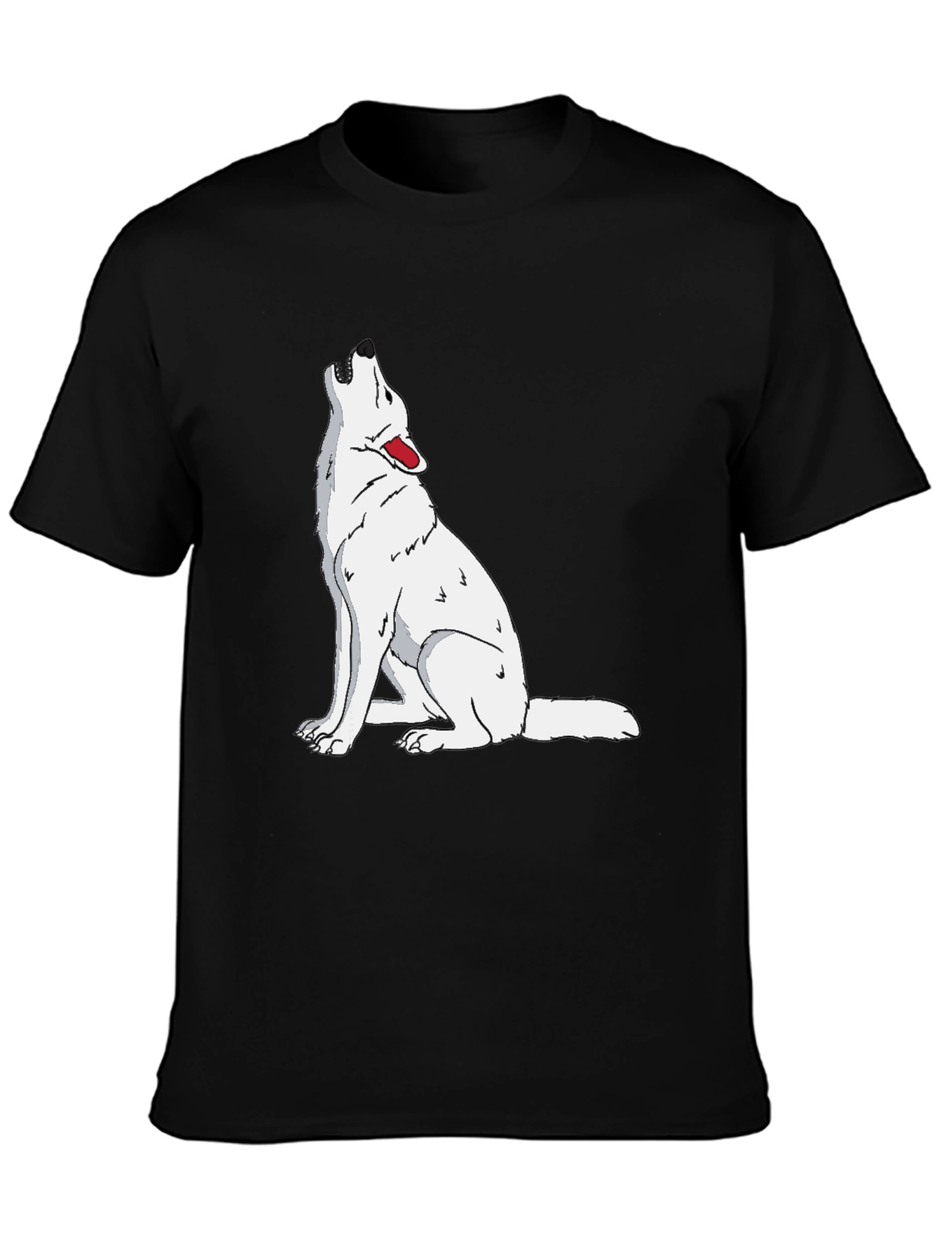 Wolf Howling Graphic Print Black T-Shirt