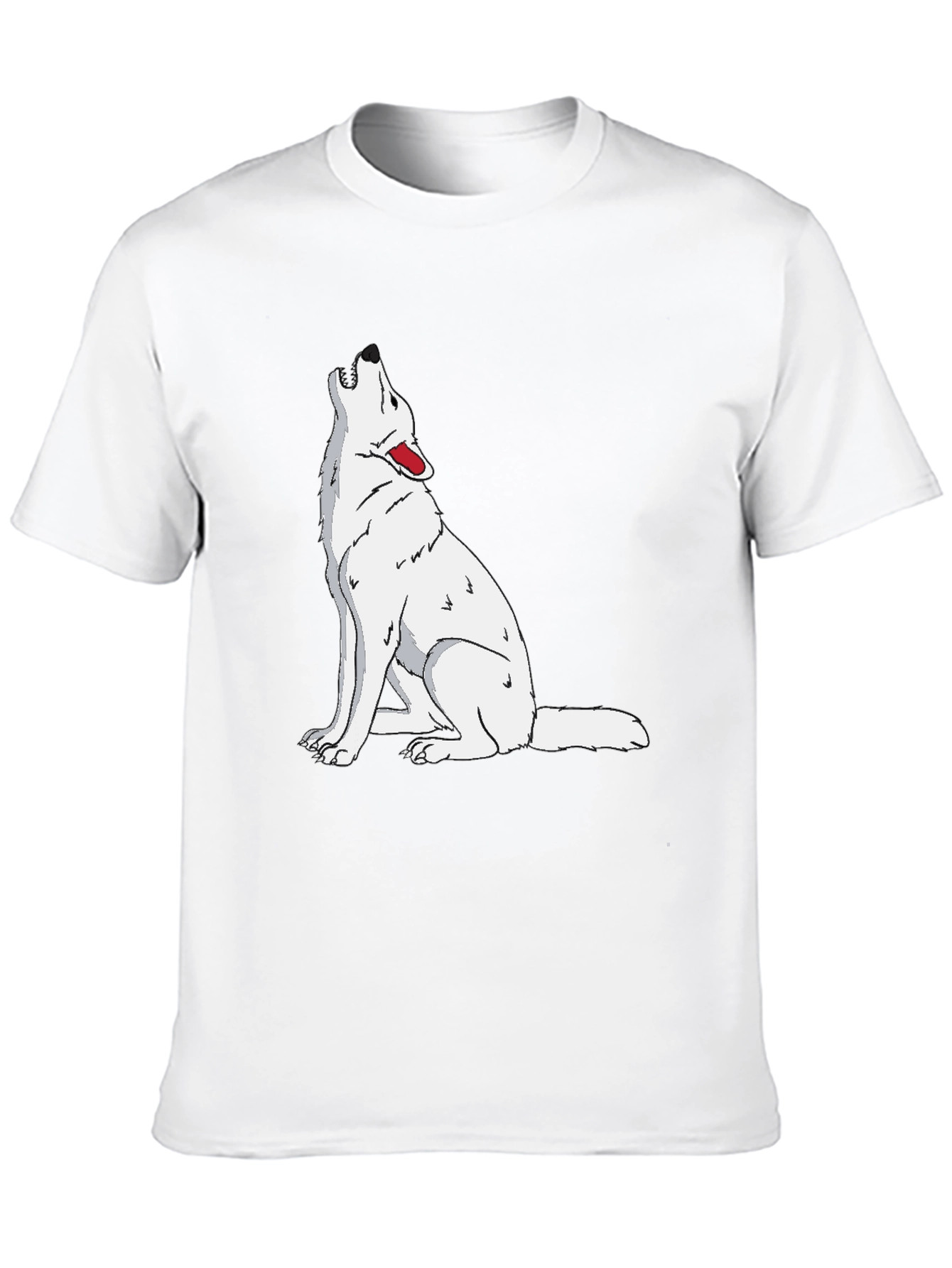 Wolf Howling Graphic Print Black T-Shirt