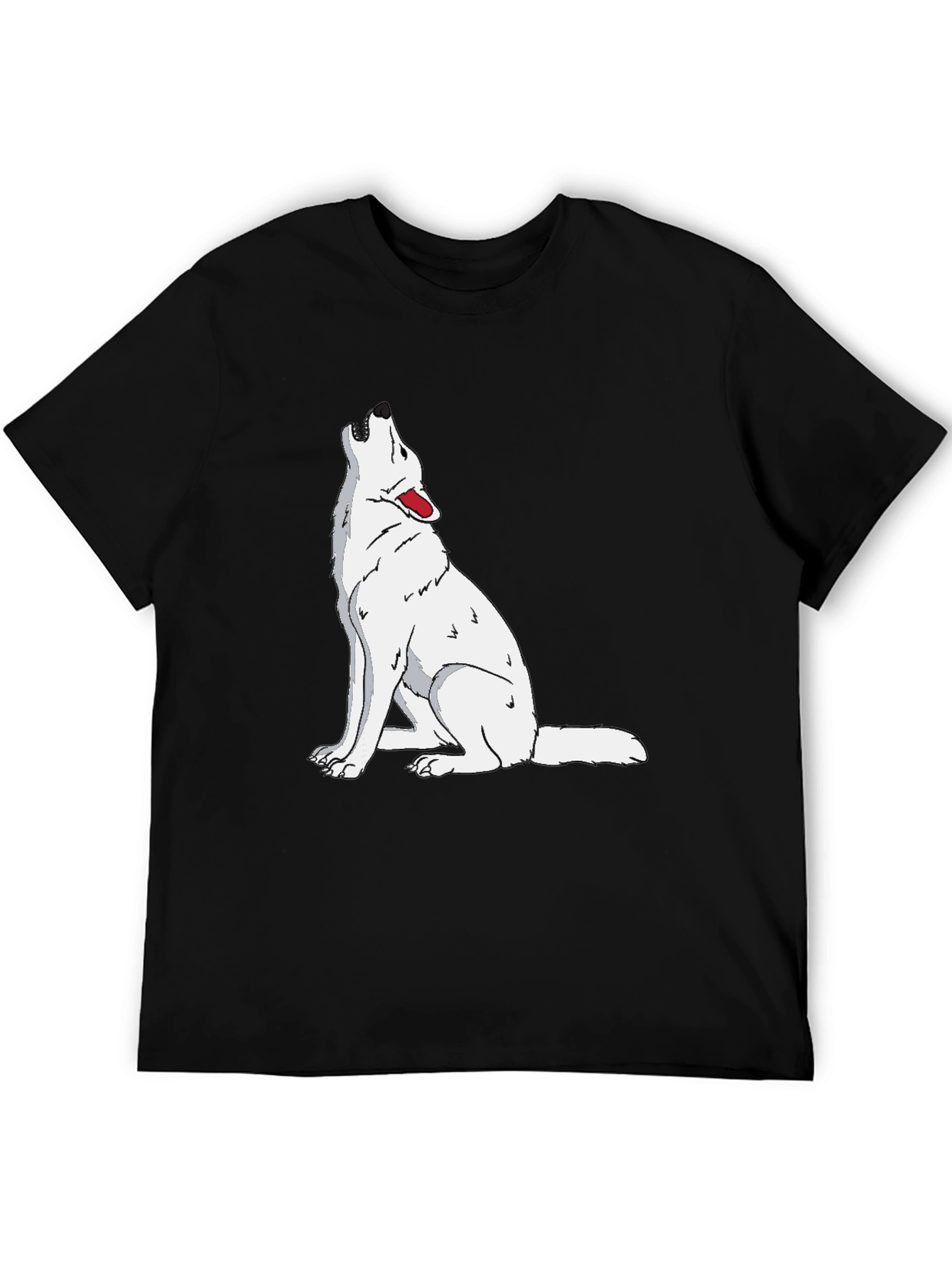 Wolf Howling Graphic Print Black T-Shirt