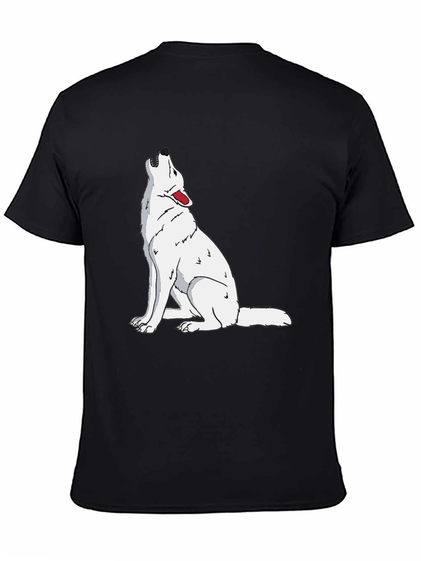 Wolf Howling Graphic Print Black T-Shirt
