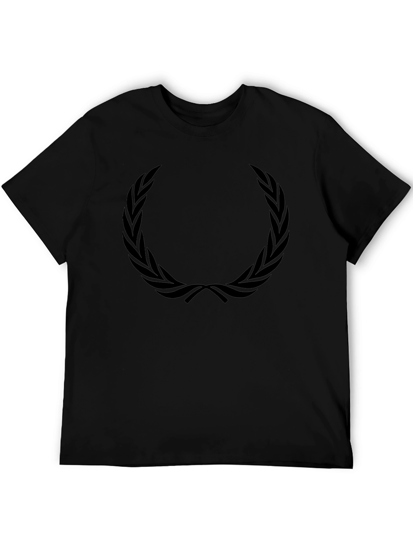 Mens Black T-Shirt with Laurel Wreath Design