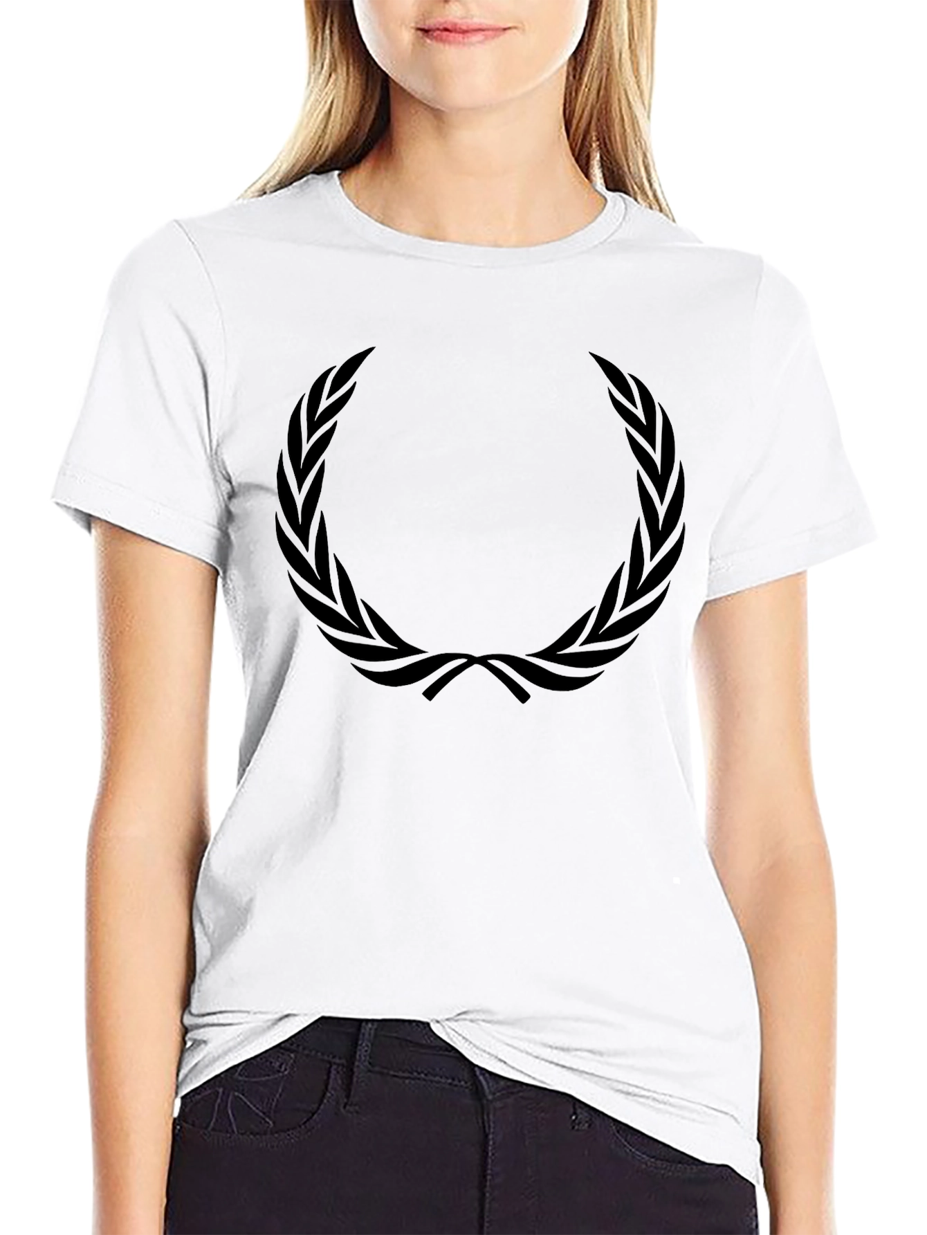 Mens Black T-Shirt with Laurel Wreath Design