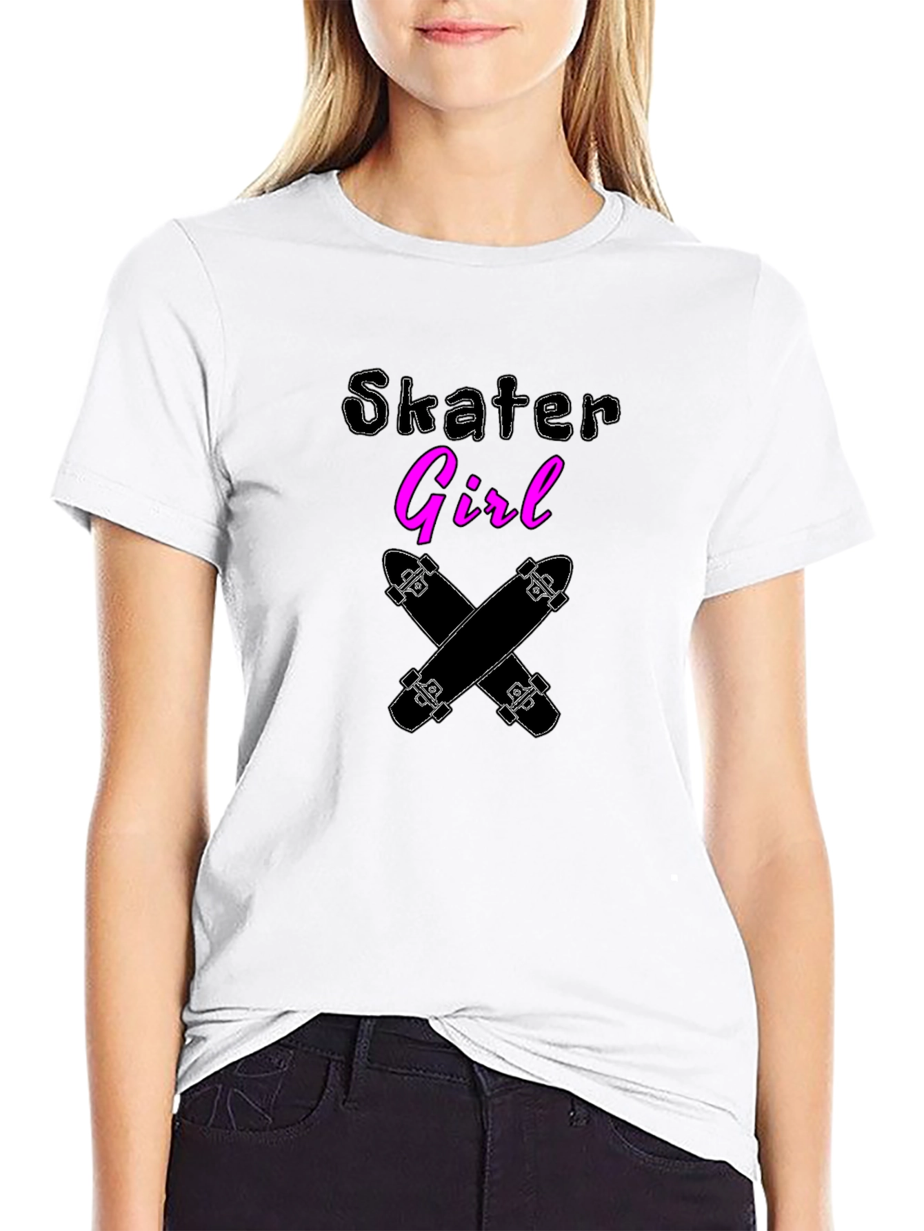 Skater Girl Graphic Tee - Black