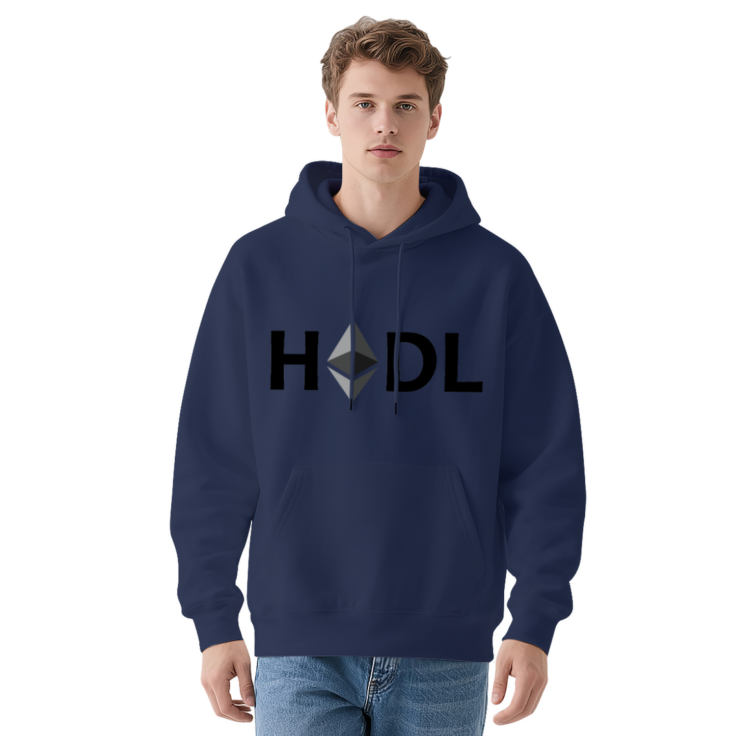 Crypto HODL Ethereum Grey Hoodie, Relaxed Comfort Investor Street Pullover