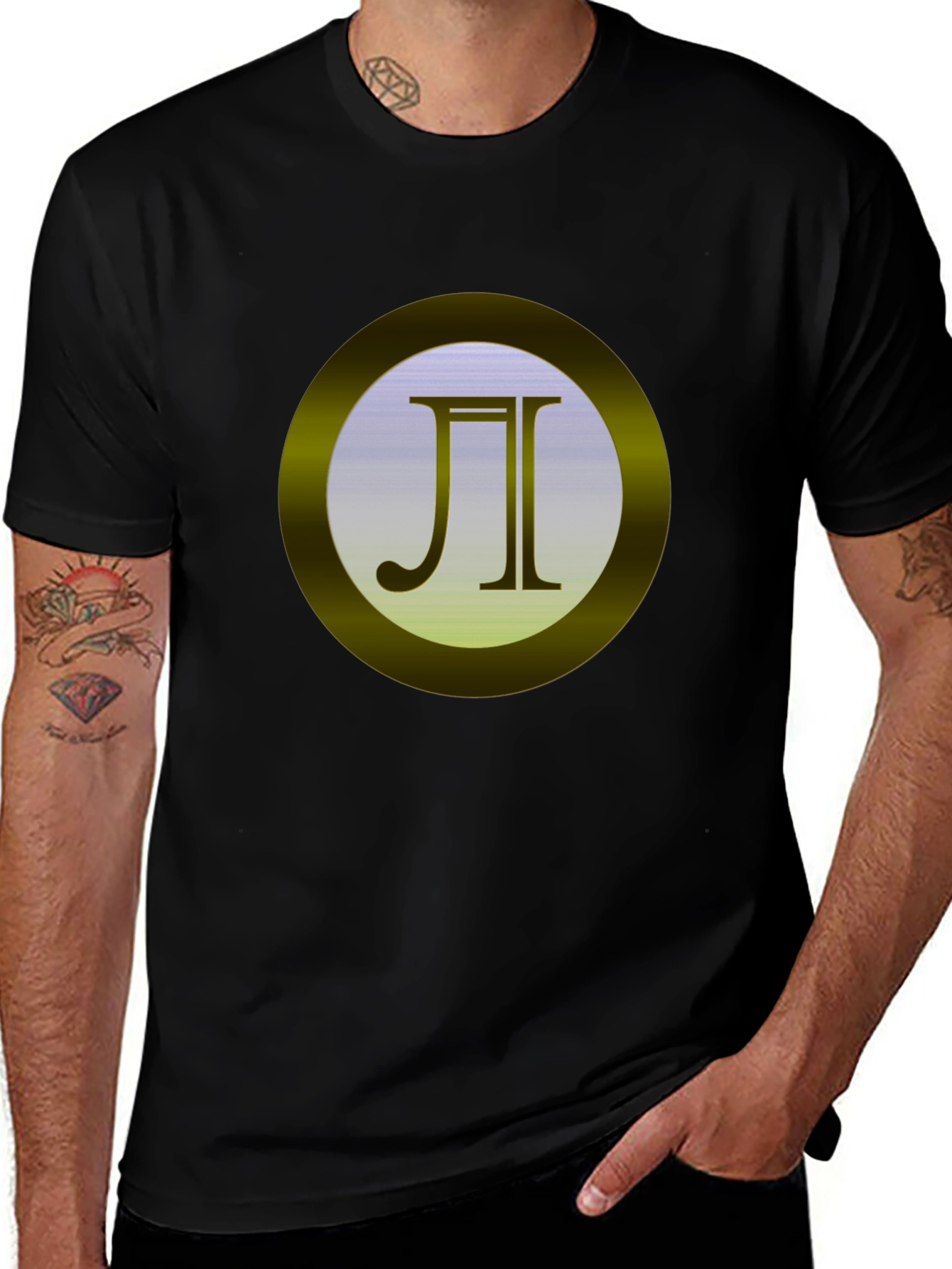 Black Tee with Golden Circle Emblem