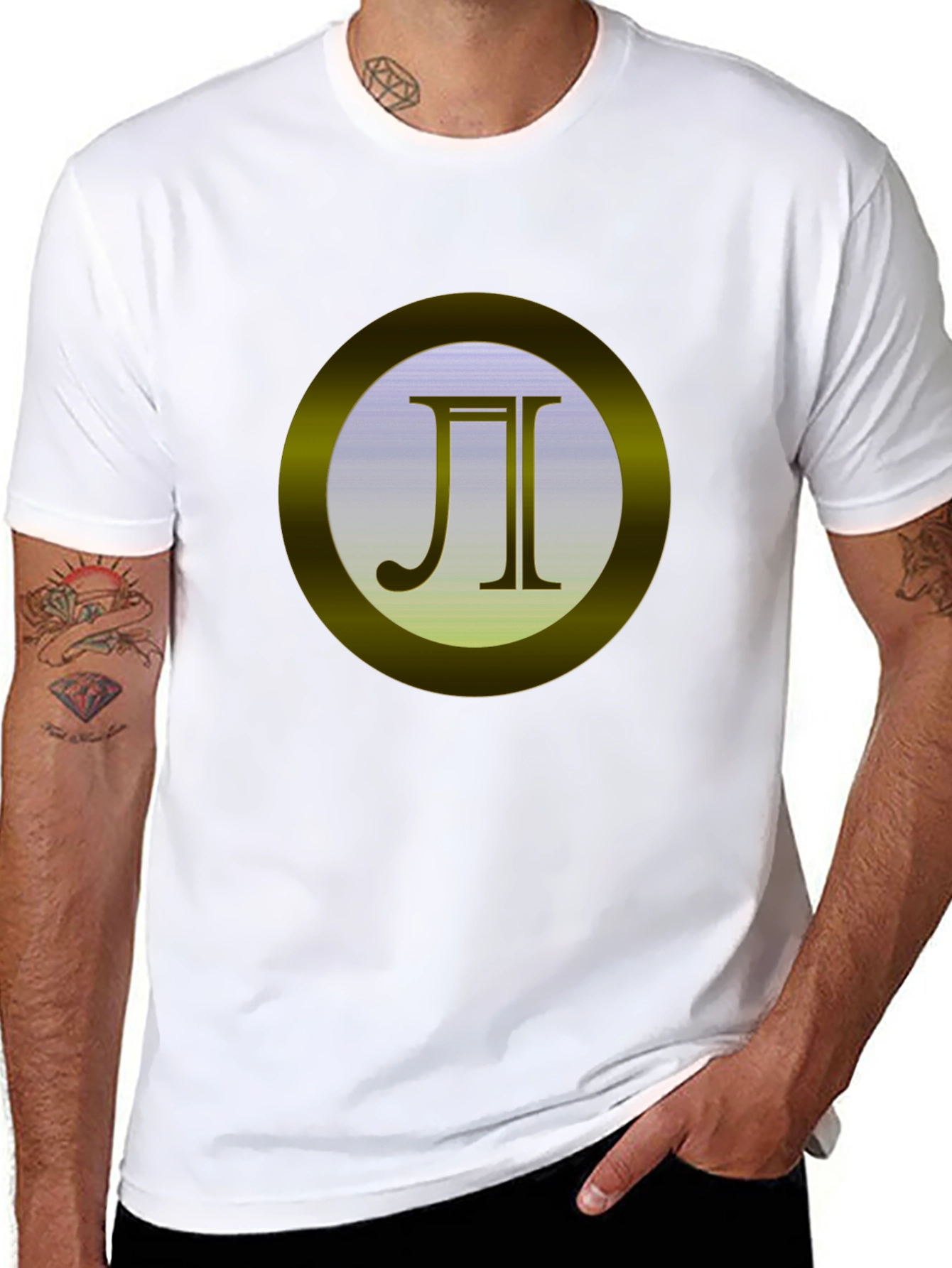 Black Tee with Golden Circle Emblem