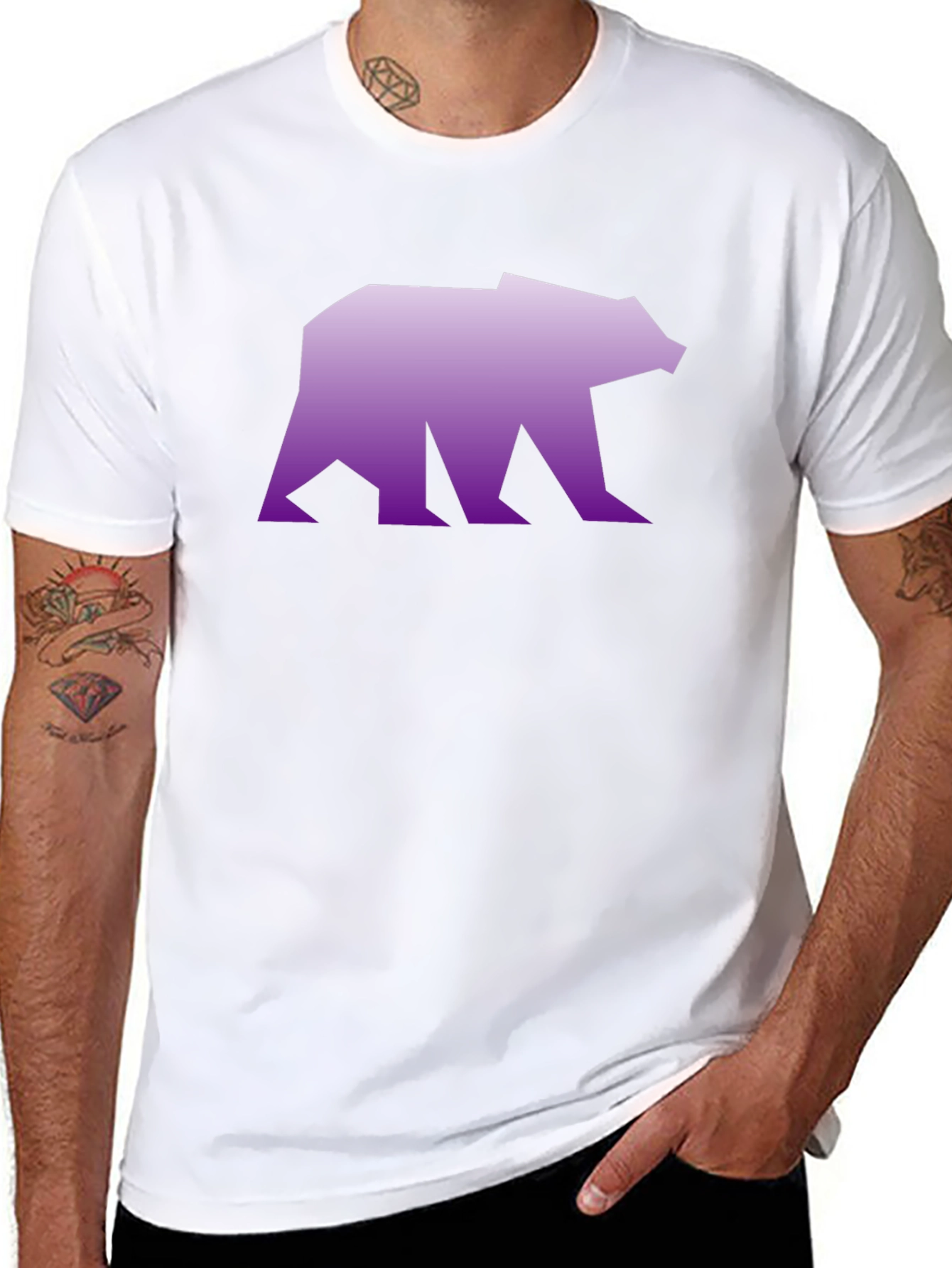 Geometric Bear Graphic Tee - Modern Streetwear