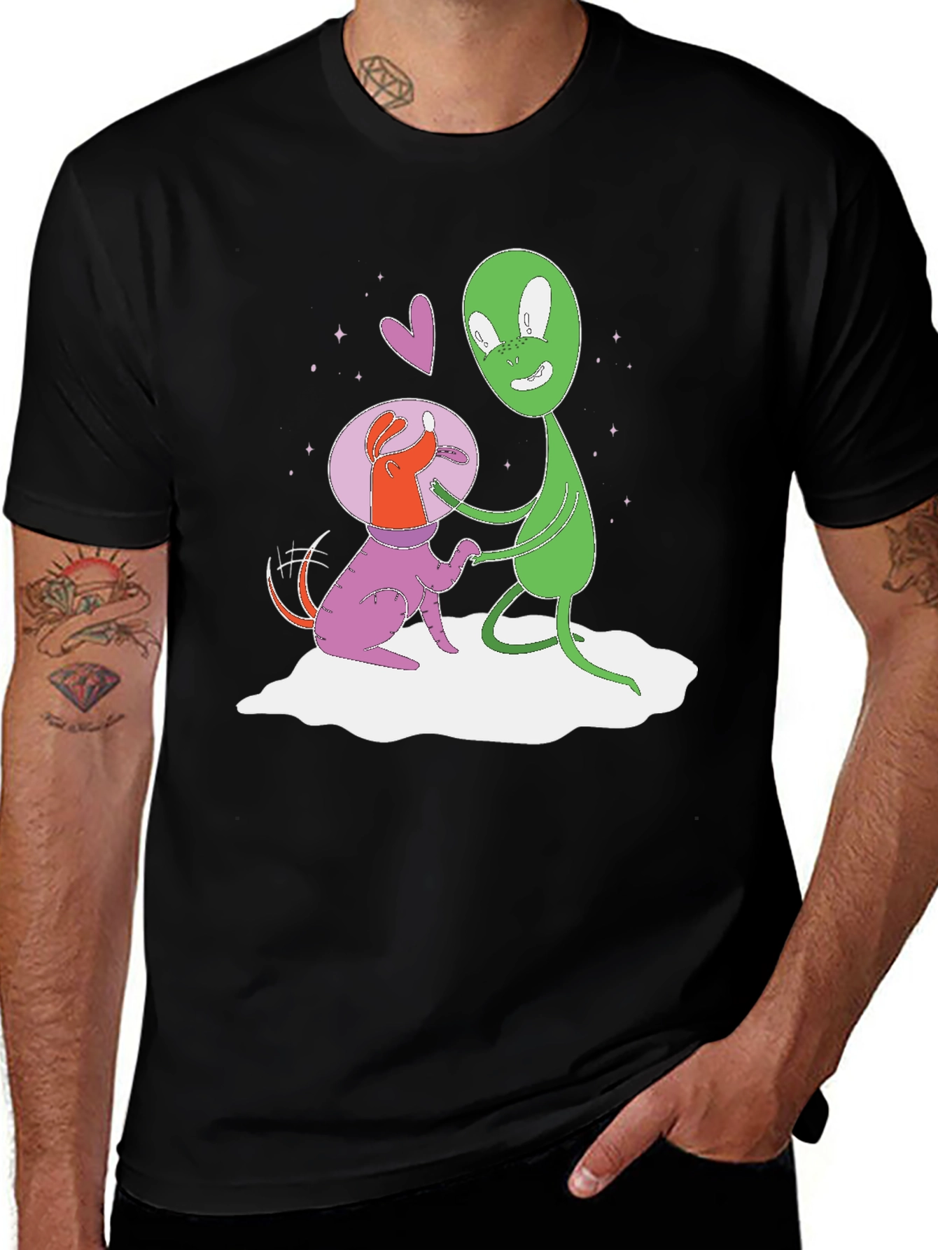 Alien Dog T-Shirt: Space Pup & Green Friend Tee
