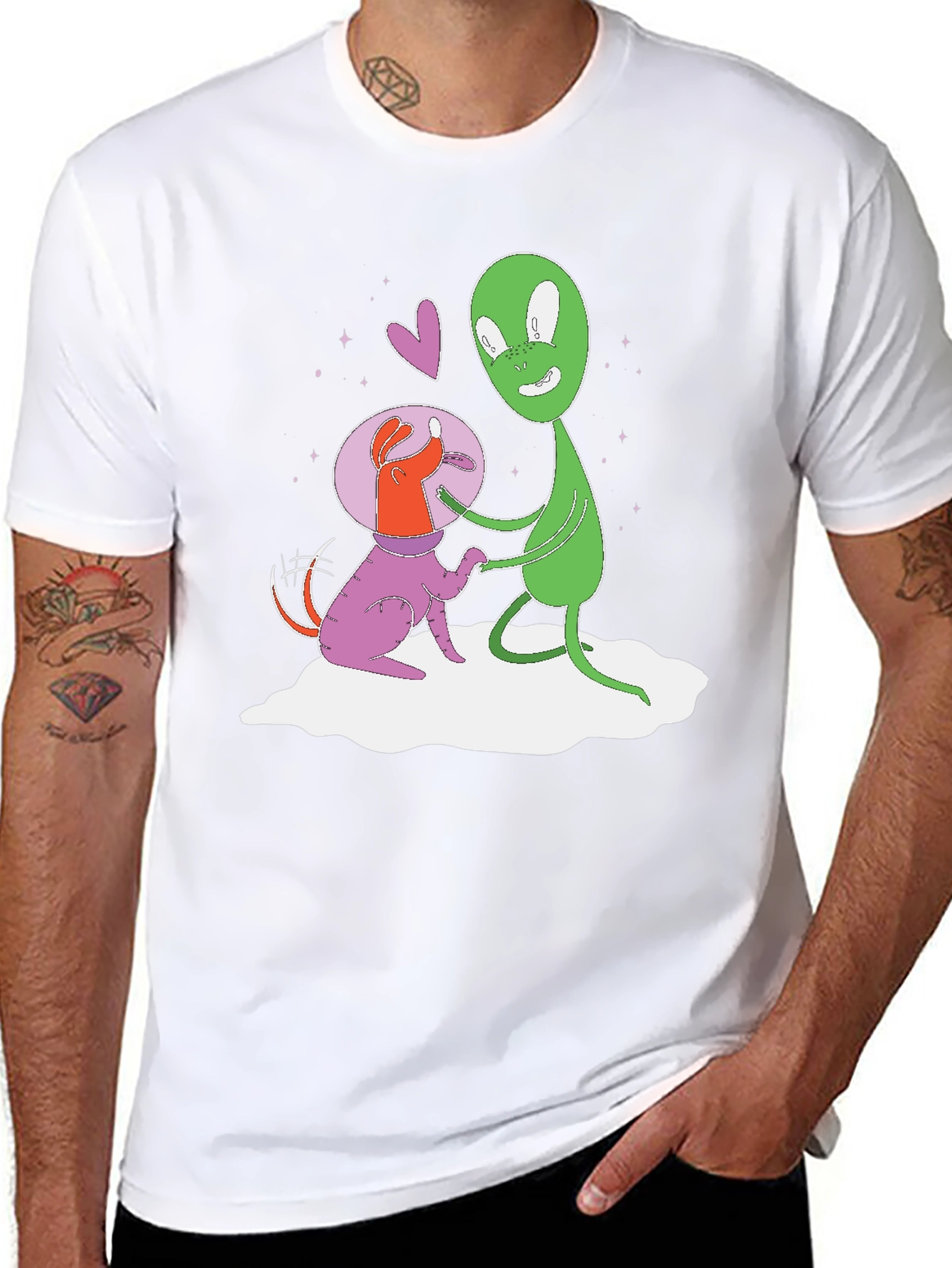 Alien Dog T-Shirt: Space Pup & Green Friend Tee
