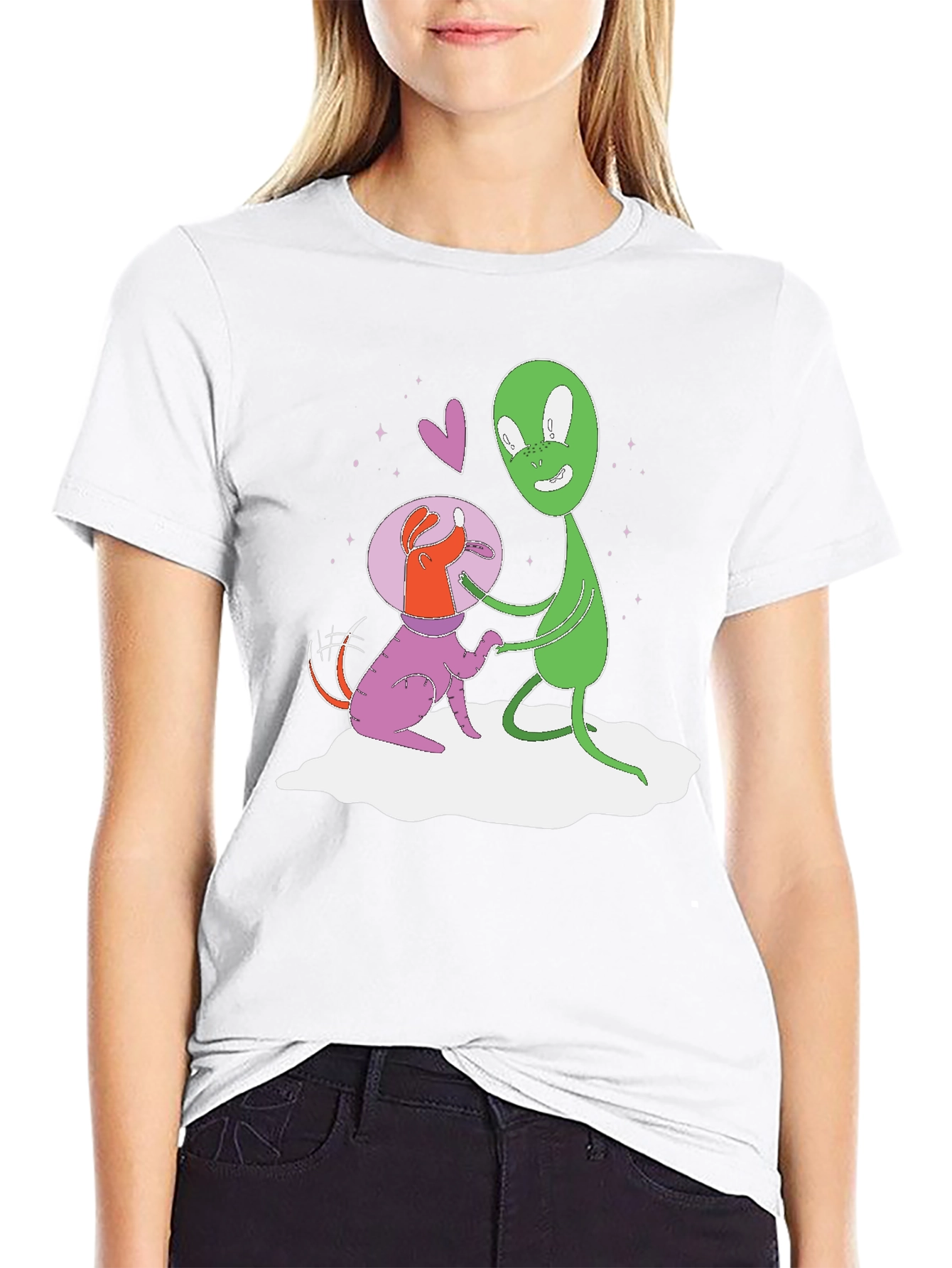 Alien Dog T-Shirt: Space Pup & Green Friend Tee