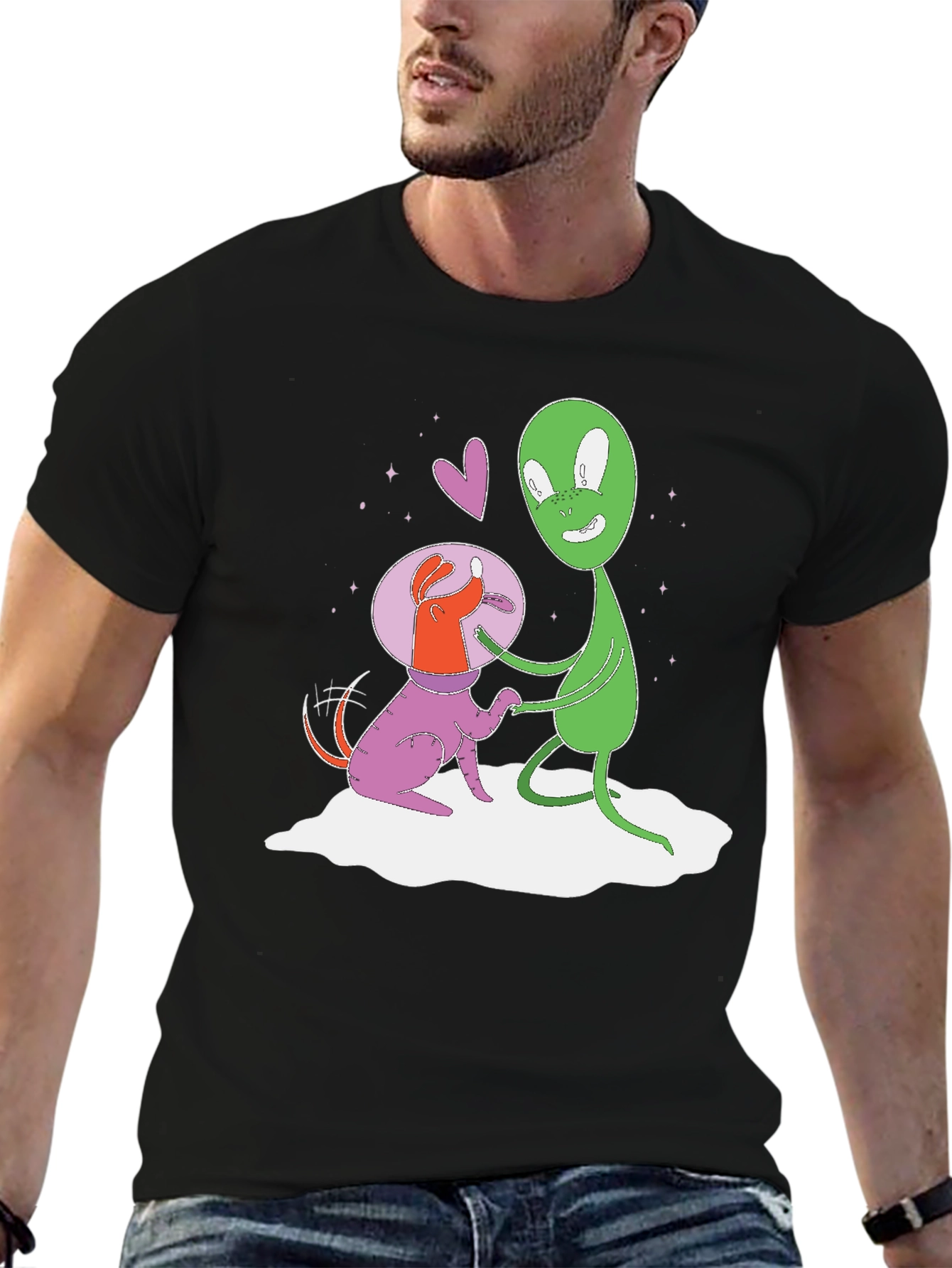 Alien Dog T-Shirt: Space Pup & Green Friend Tee