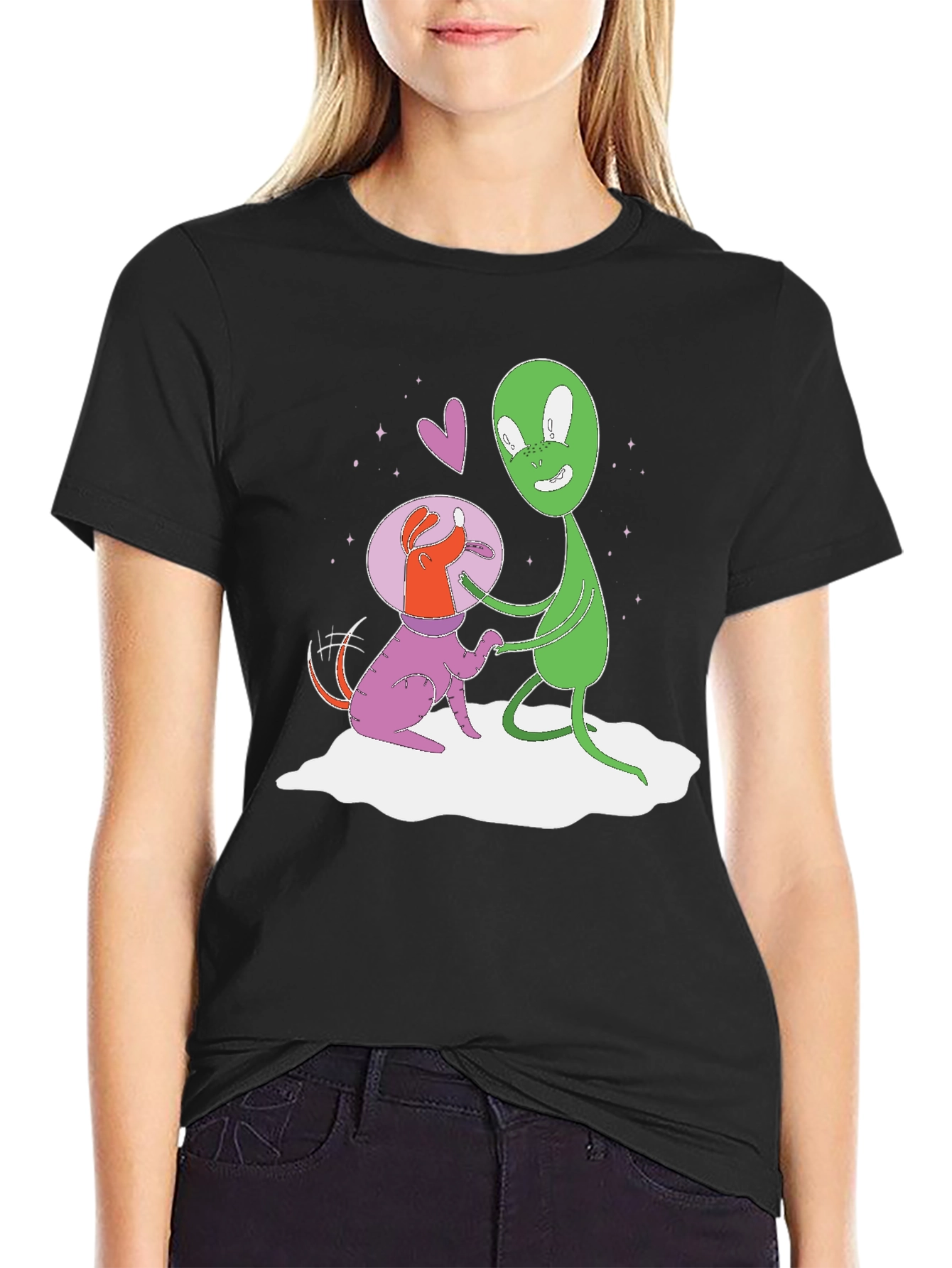 Alien Dog T-Shirt: Space Pup & Green Friend Tee