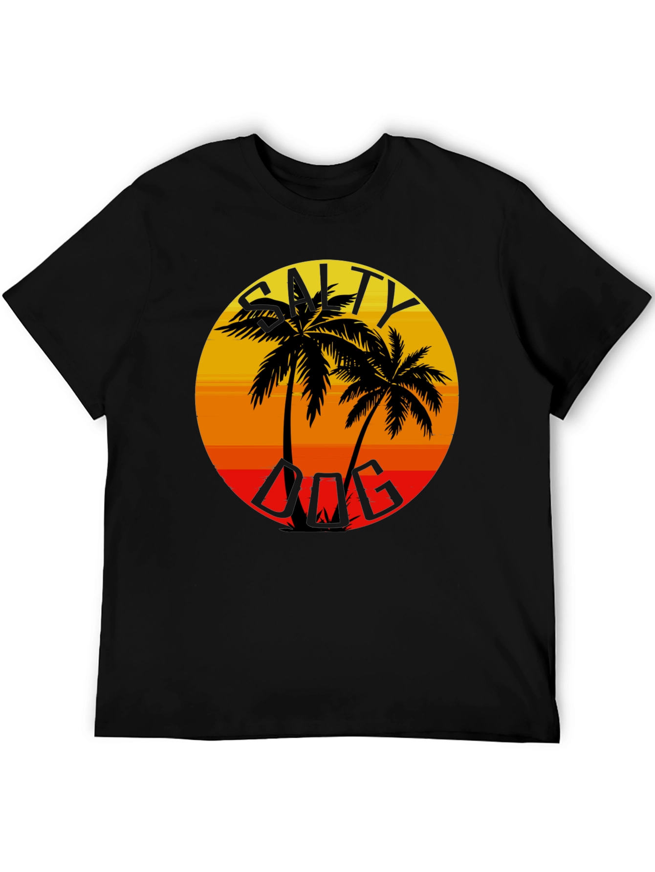 Salty Dog Palm Tree Sunset Graphic Tee - Black