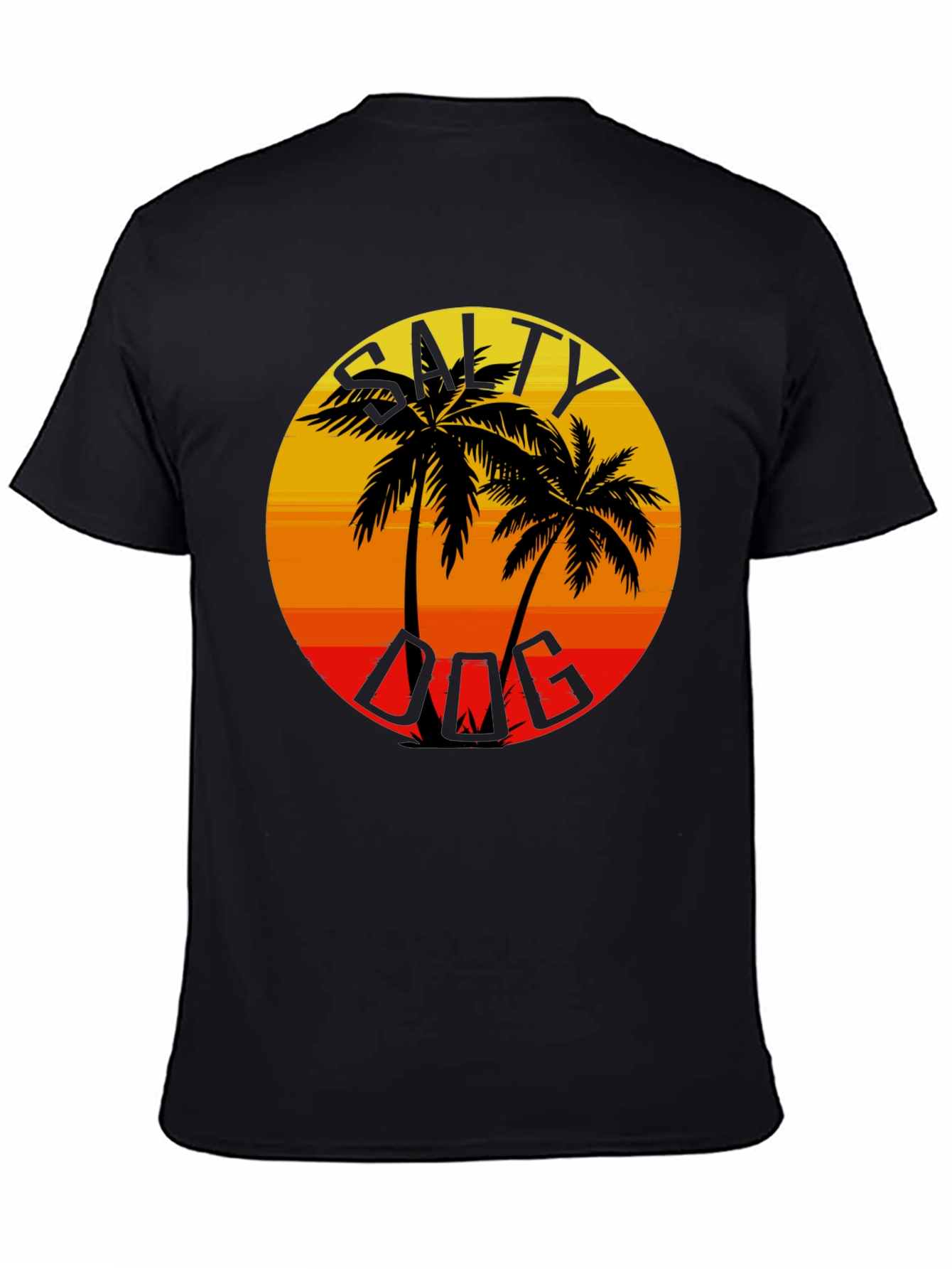 Salty Dog Palm Tree Sunset Graphic Tee - Black