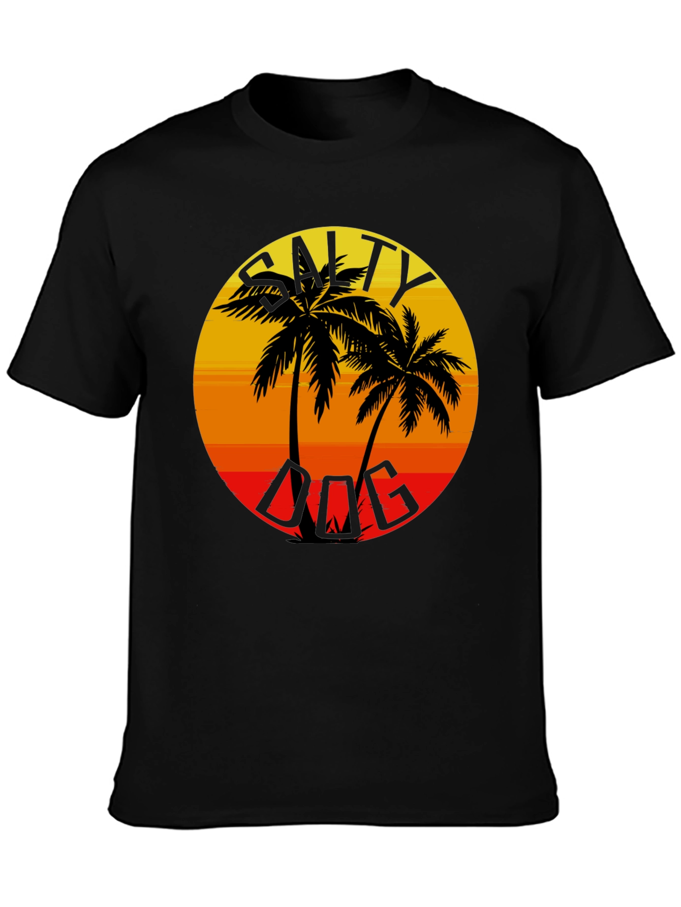 Salty Dog Palm Tree Sunset Graphic Tee - Black