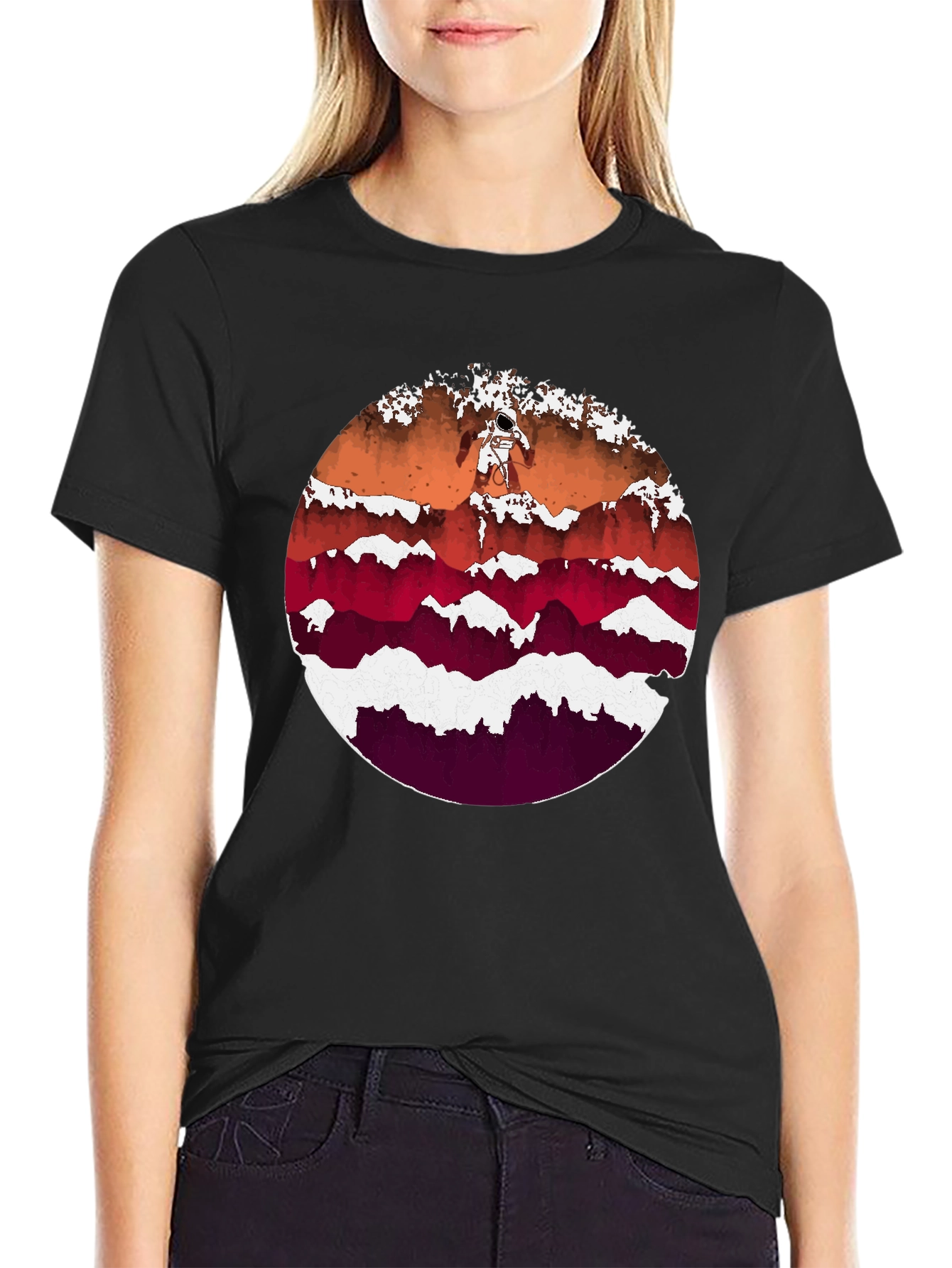 Astronaut Mountainscape Graphic Tee - Black