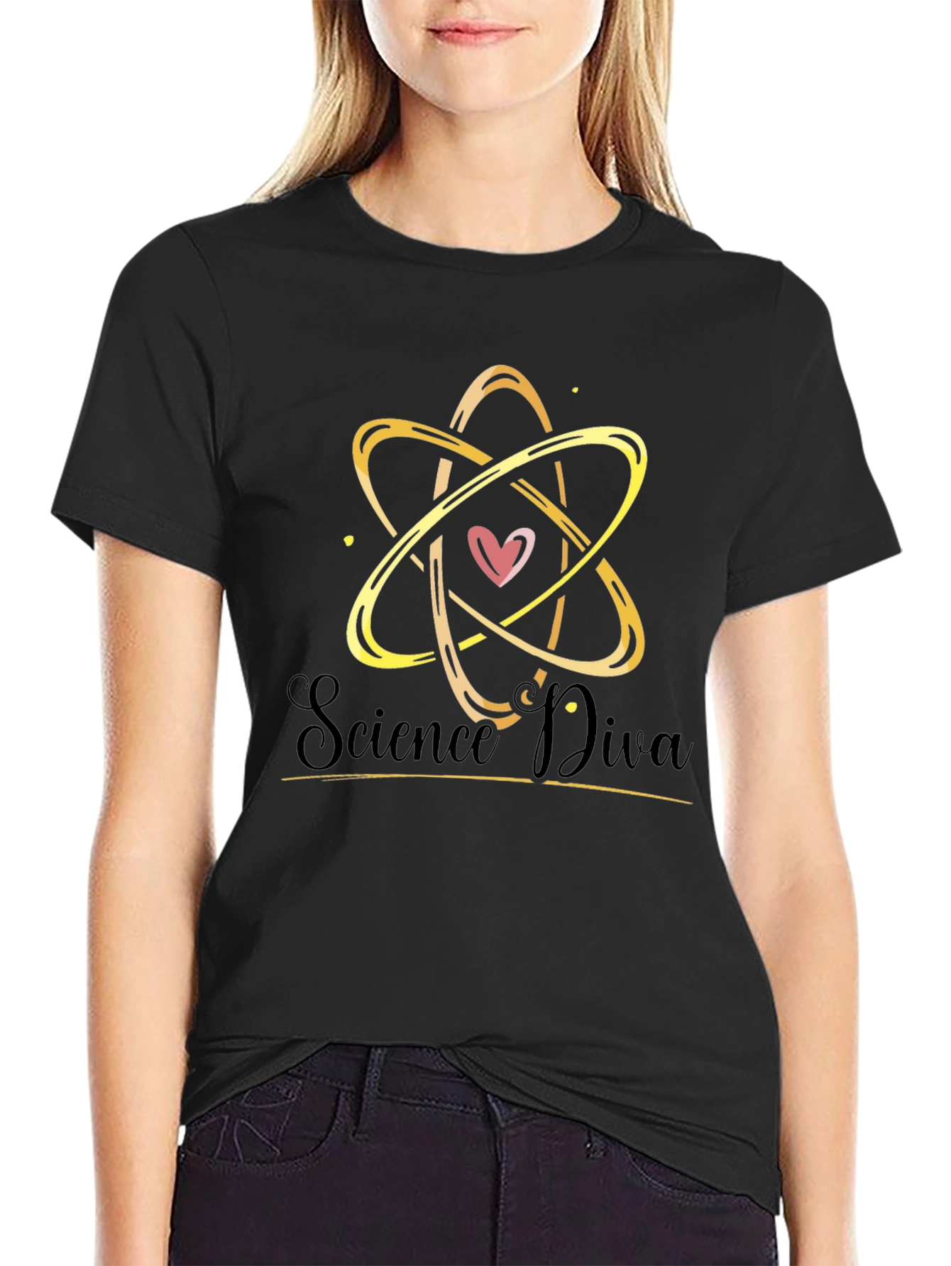 Science Diva Atom Heart T-Shirt - Black