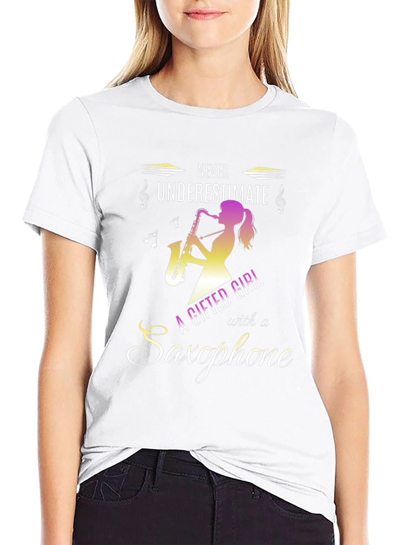 Never Underestimate Saxophone Girl T-Shirt