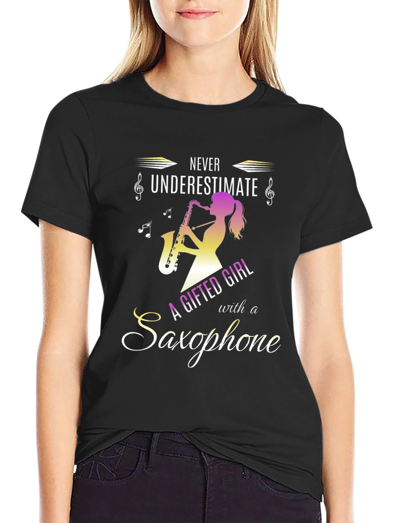 Never Underestimate Saxophone Girl T-Shirt