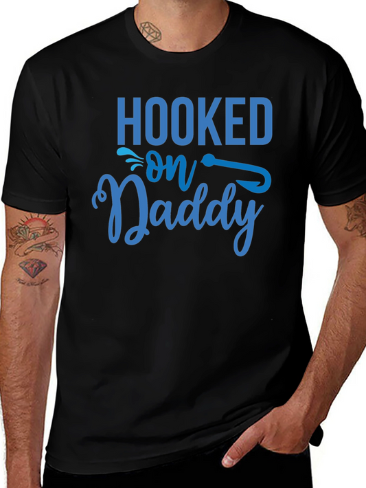 Hooked On Daddy Mens T-Shirt - Fishing Fathers Day Tee