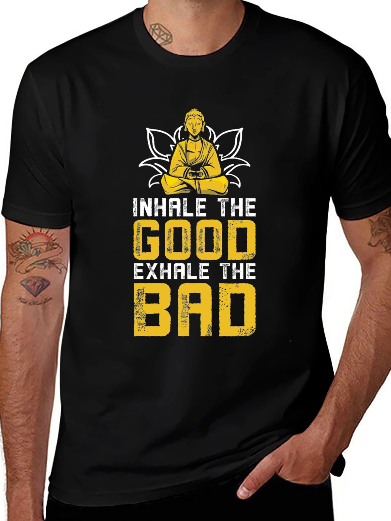 Inhale The Good T-Shirt - Buddha Lotus Design