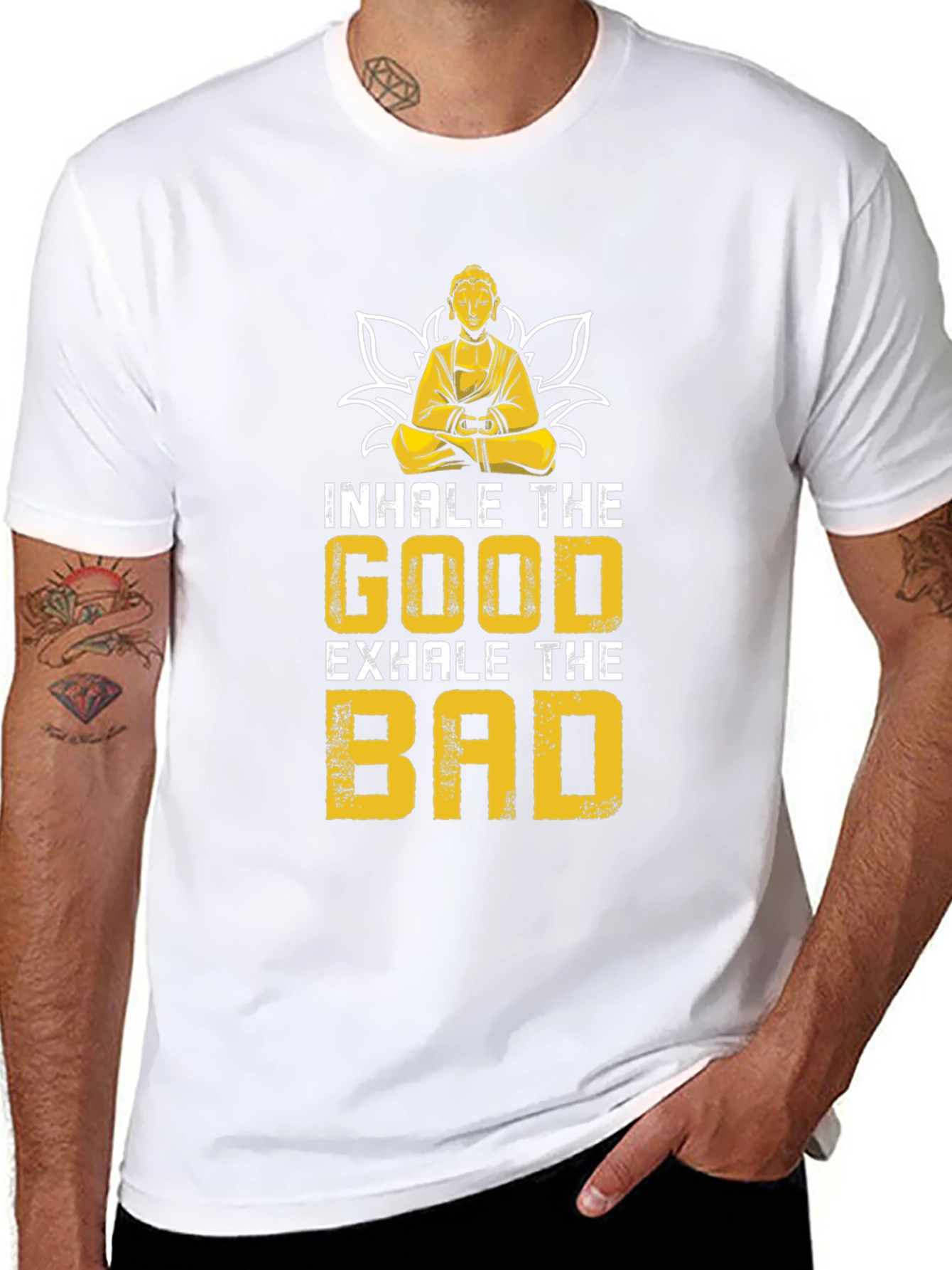 Inhale The Good T-Shirt - Buddha Lotus Design