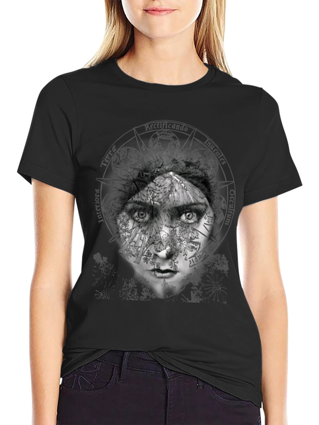 Abstract Face Graphic Print Crew Neck T-Shirt