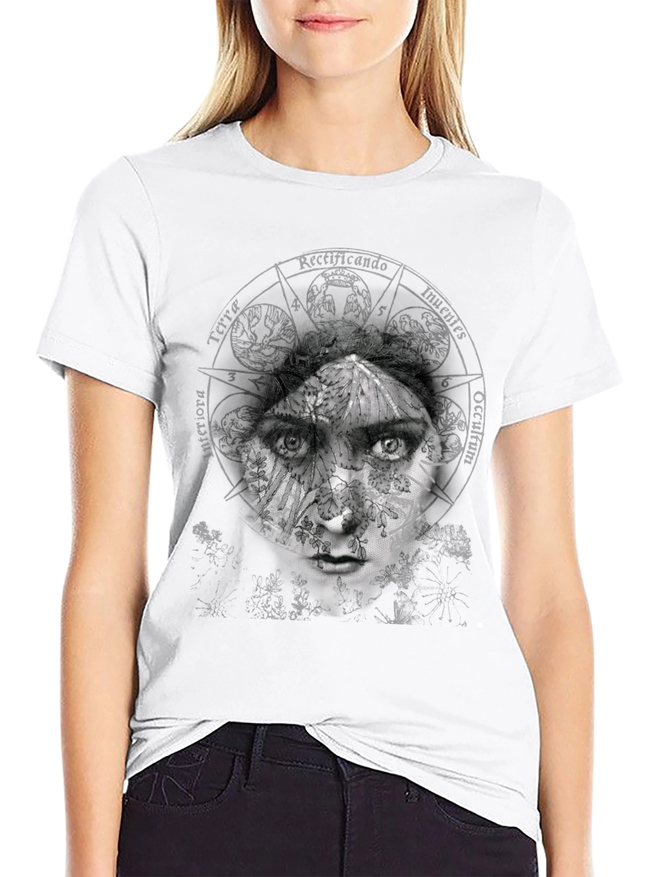 Abstract Face Graphic Print Crew Neck T-Shirt
