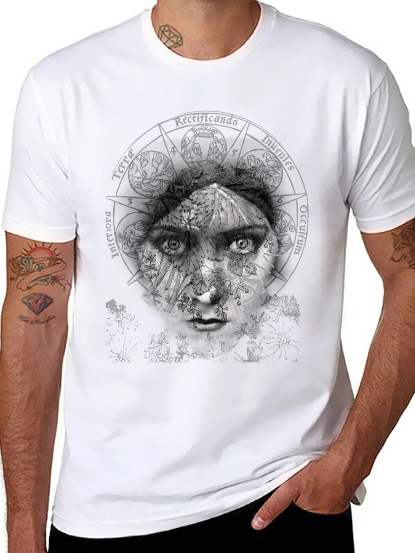 Abstract Face Graphic Print Crew Neck T-Shirt