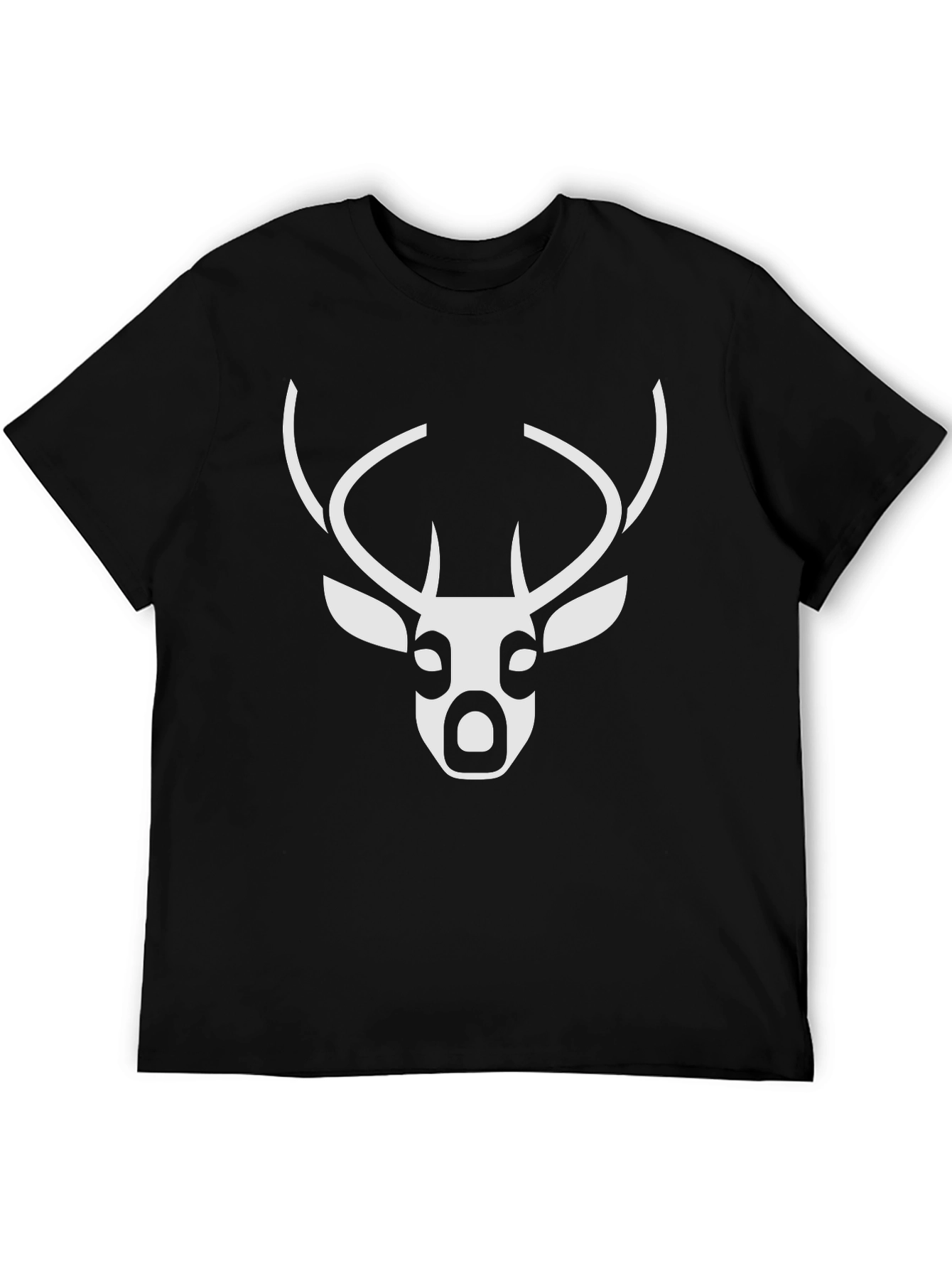 Deer Graphic Black Tee - Modern Wildlife Design
