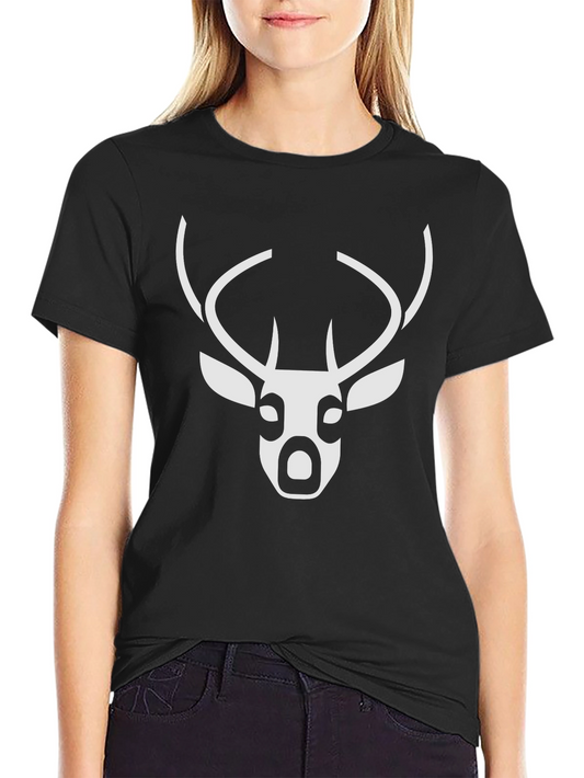 Deer Graphic Black Tee - Modern Wildlife Design