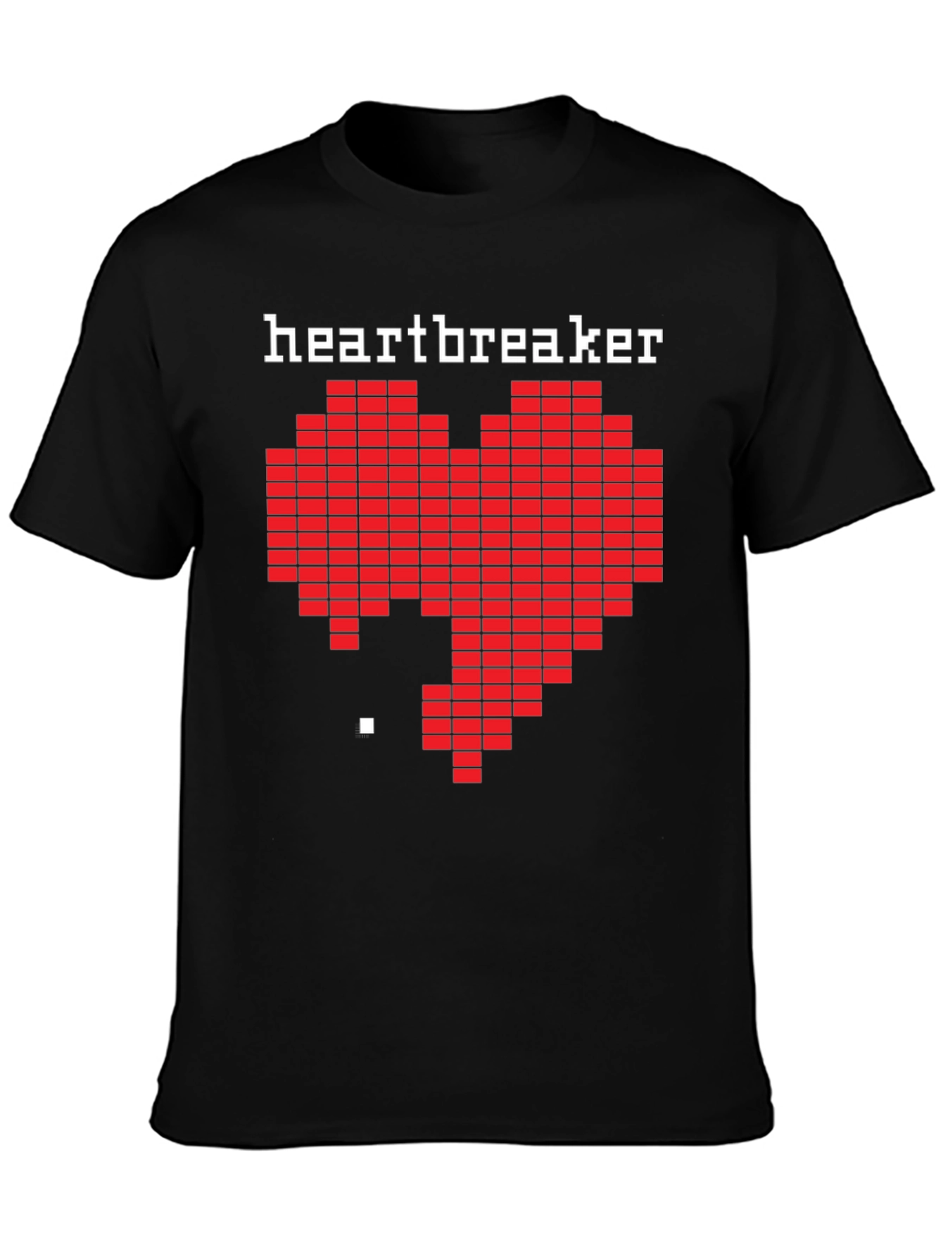 Heartbreaker Pixel Art Graphic Black T-Shirt