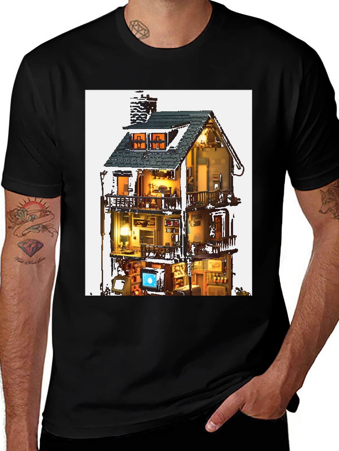 Architectural Dollhouse Graphic Tee - Black