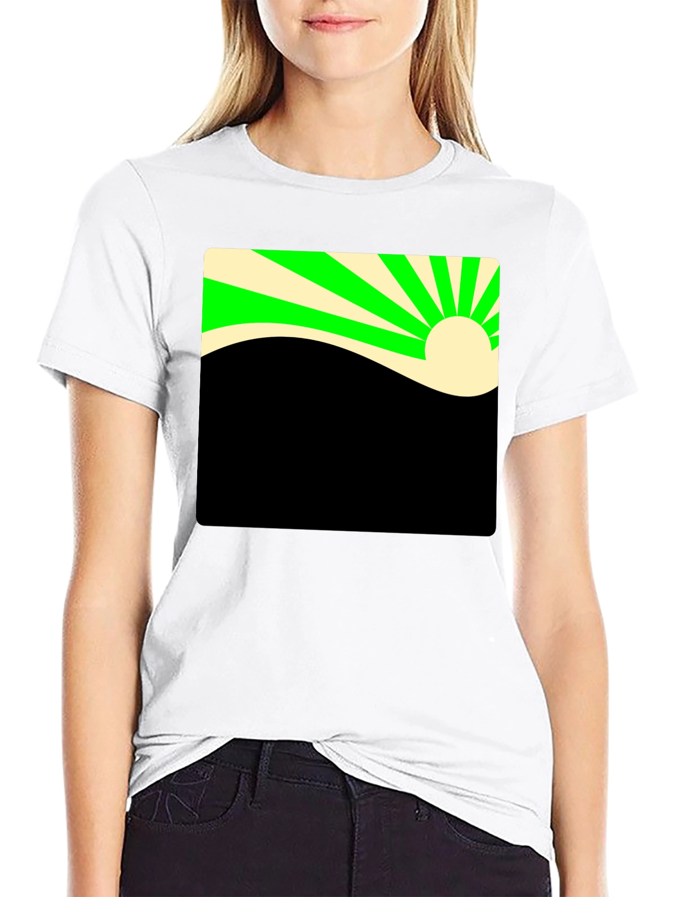 Retro Sunrise Graphic Tee - Black