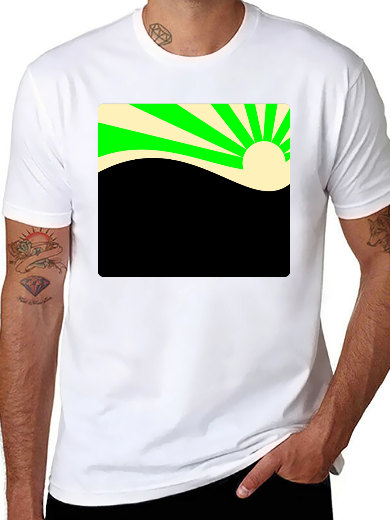 Retro Sunrise Graphic Tee - Black