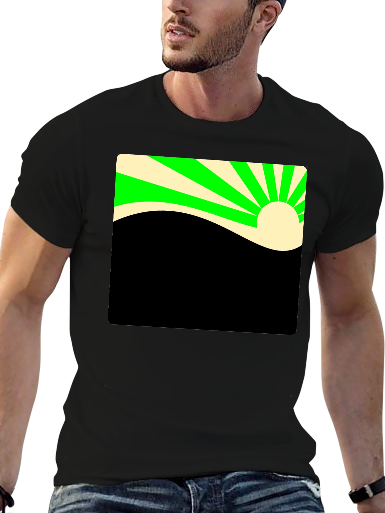 Retro Sunrise Graphic Tee - Black