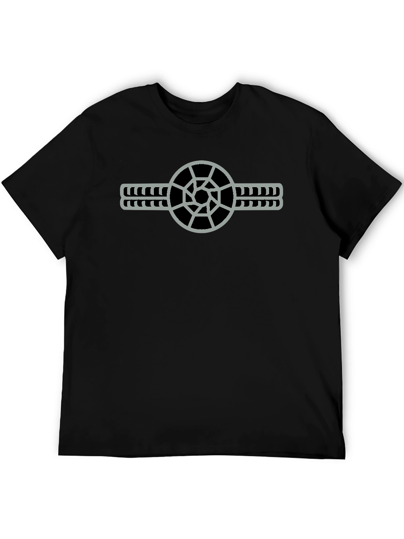 Geometric Circle Graphic Print Black T-Shirt