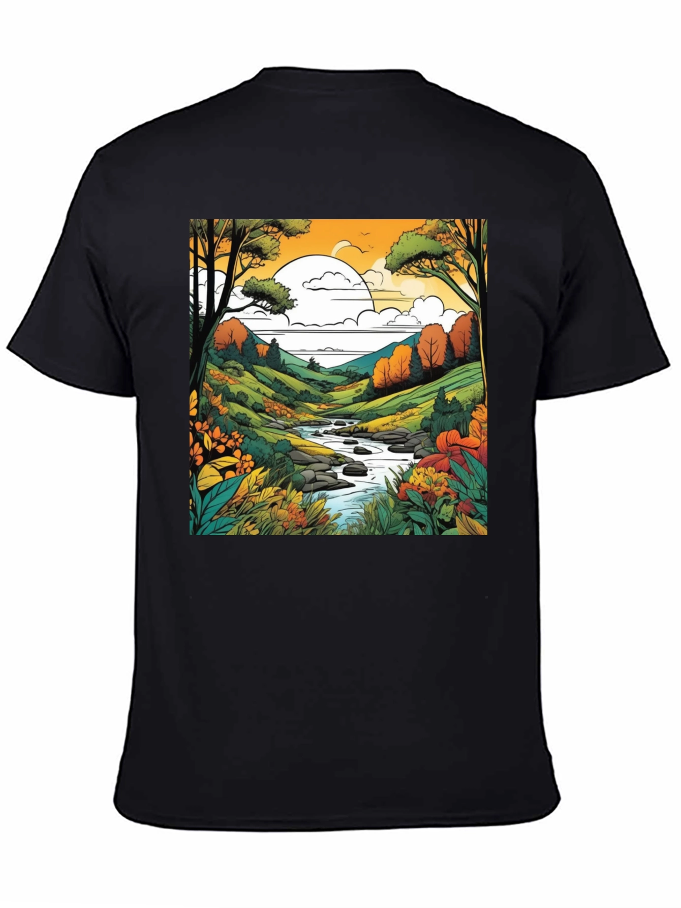Nature River Black T-Shirt